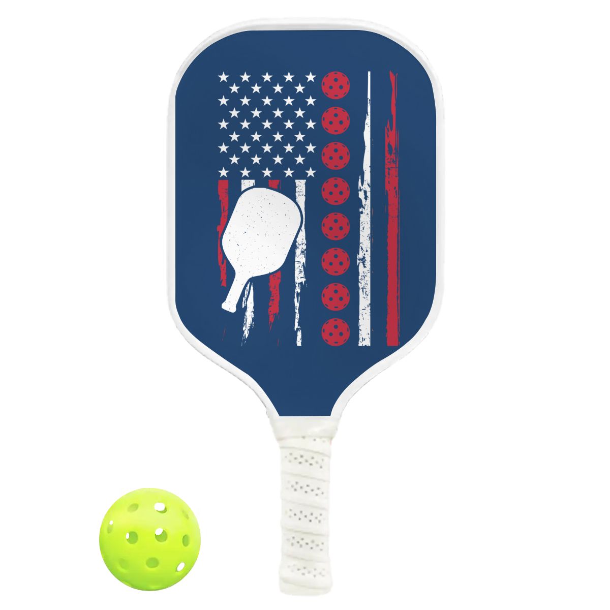 Pickleball Durable Paddle - Paddle and American Flag White