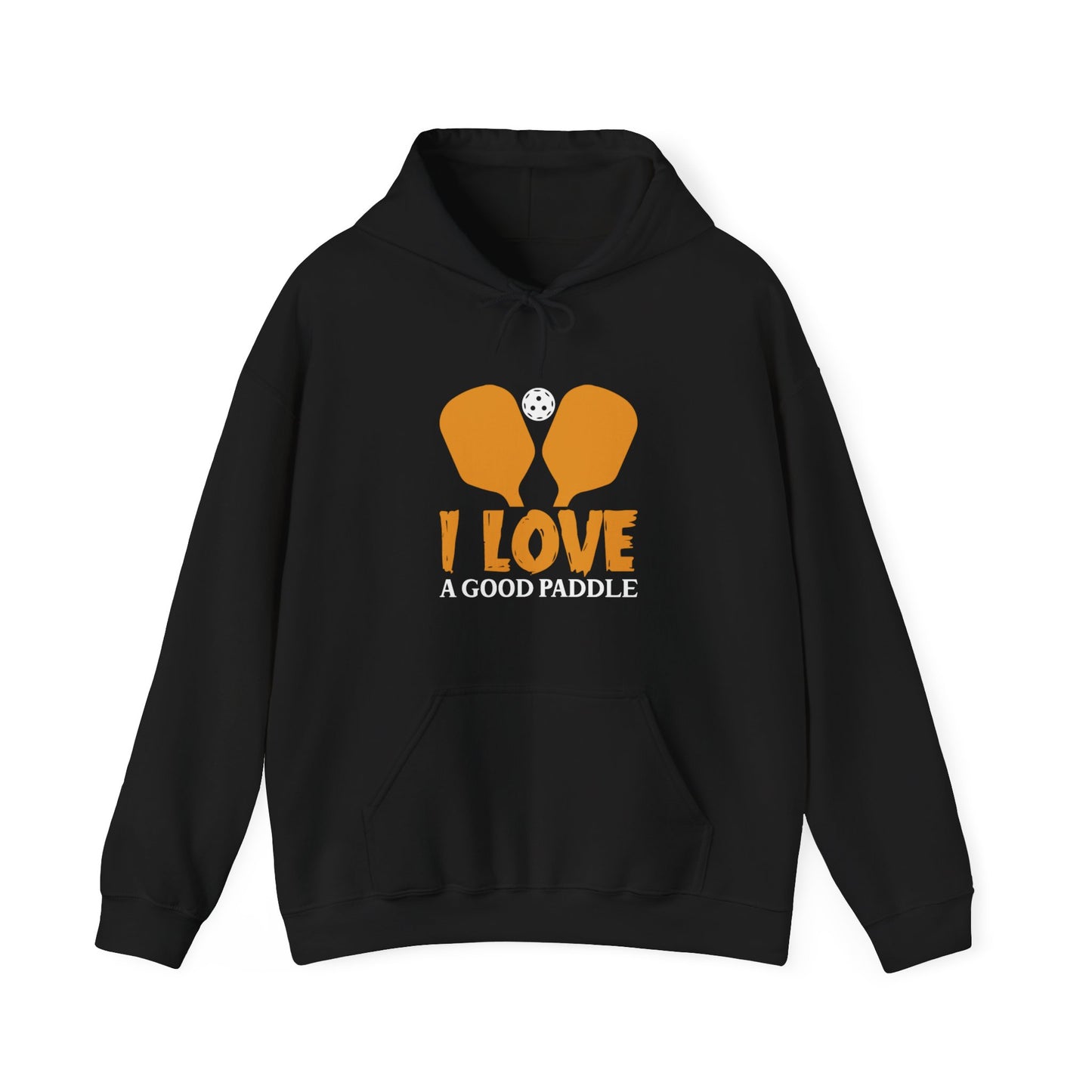 Men's Comfy Pickleball Hoodie - I Love a Good Paddle Black