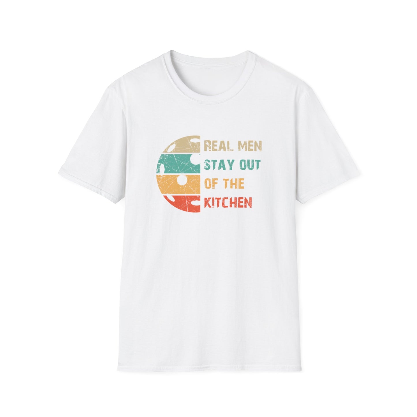 Men's Cool Pickleball T-shirt - Real Men Stay Out Of The Kitchen Retro White