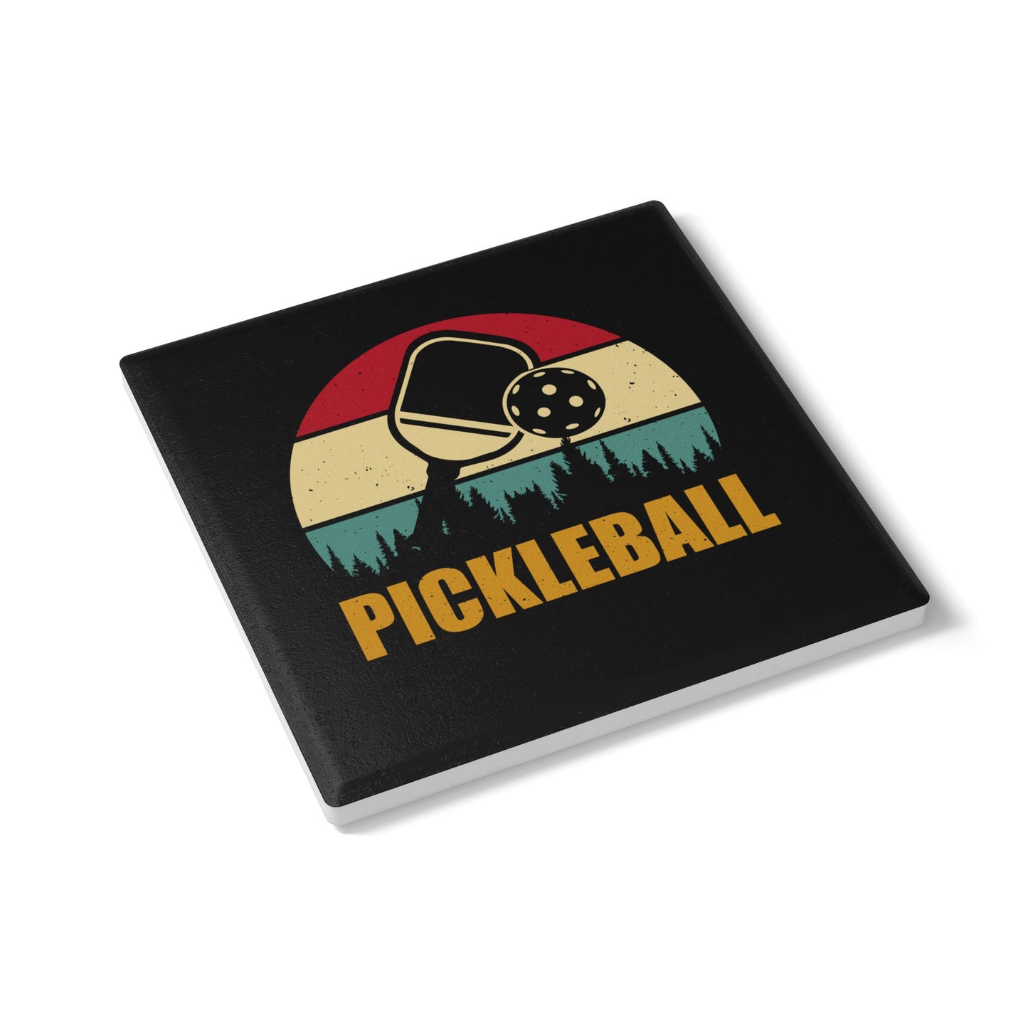 Pickleball Cool Ceramic Coaster - Pickleball Retro
