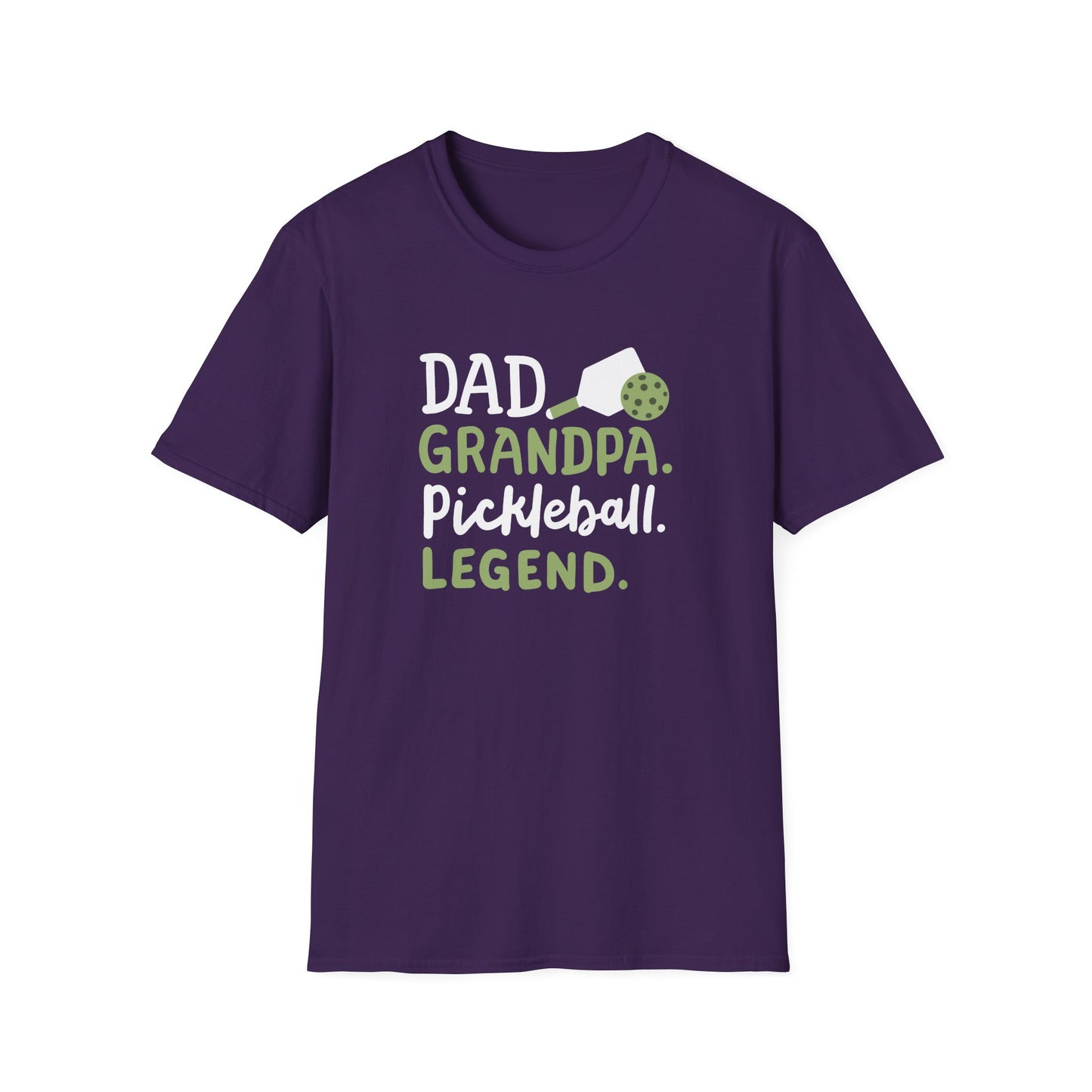 Men's Durable Pickleball T-shirt - Dad Grandpa Pickleball Legend Purple