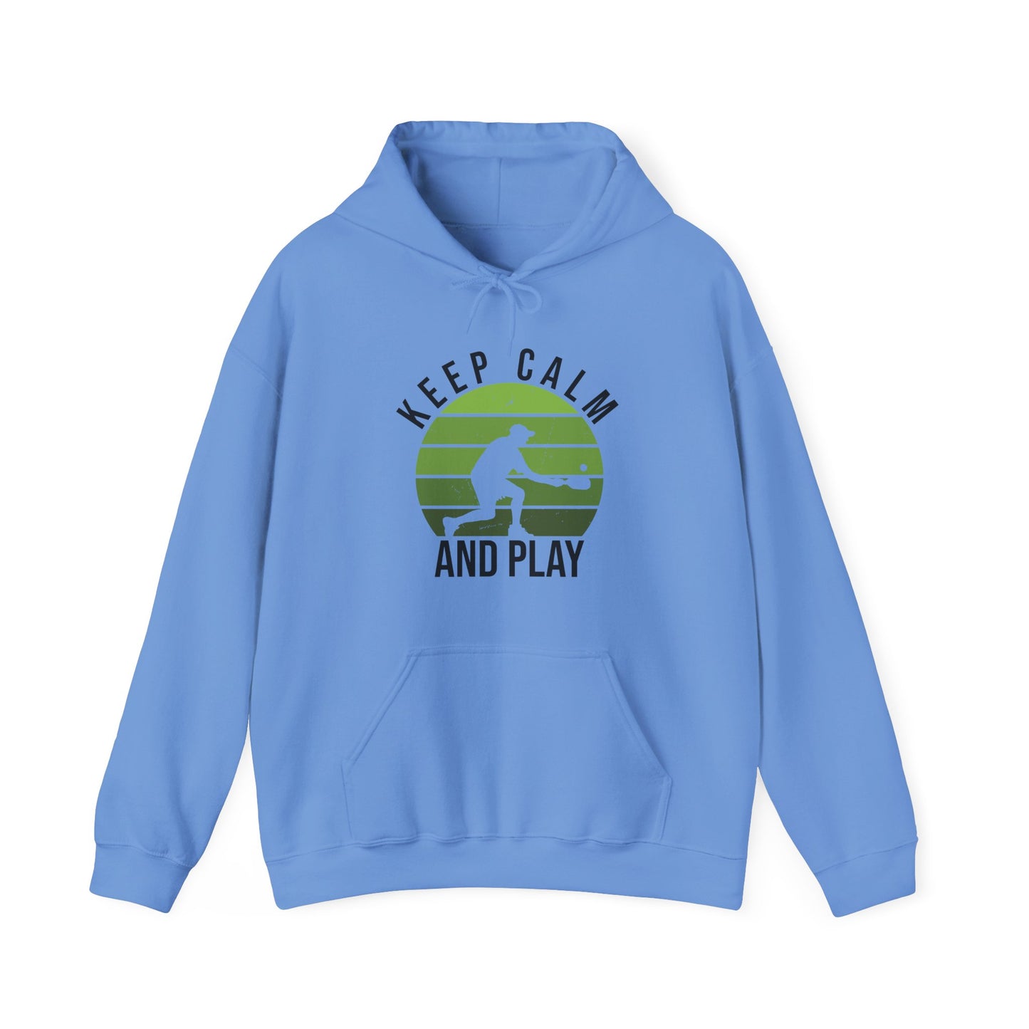 Men's Comfy Pickleball Hoodie - Keep Calm and Play Blue