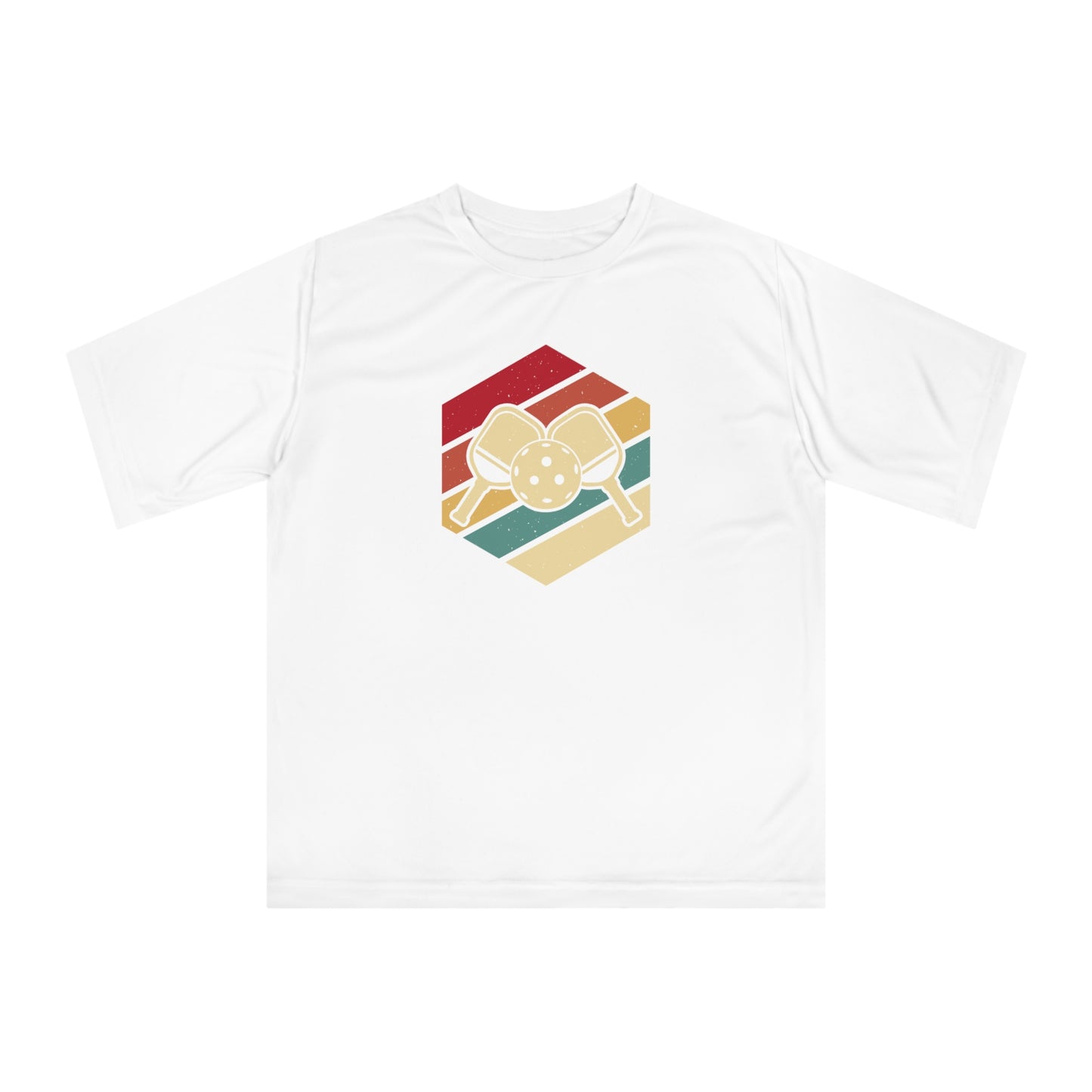 Men's Comfy Pickleball T-shirt - Paddle and Ball Retro White