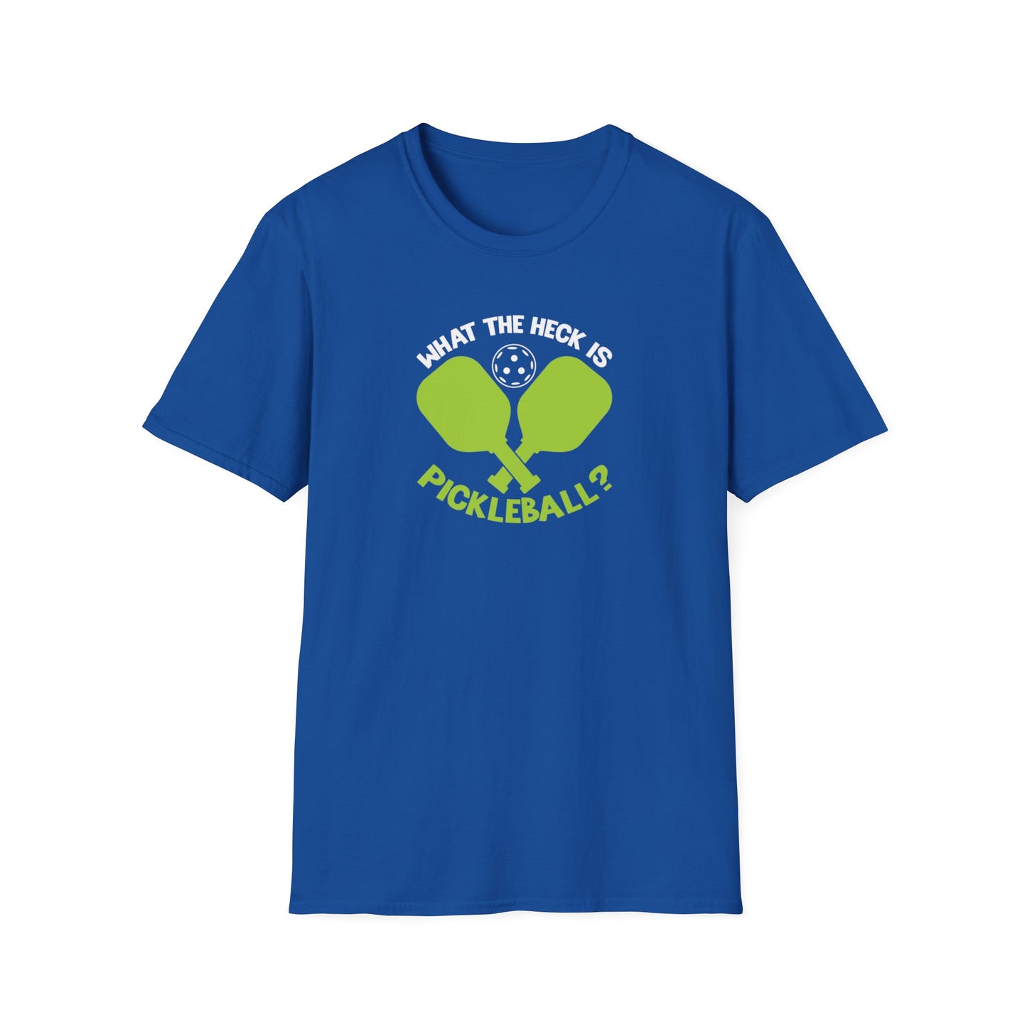 Men's Funny Pickleball T-shirt - What the Heck Is Pickleball? Royal