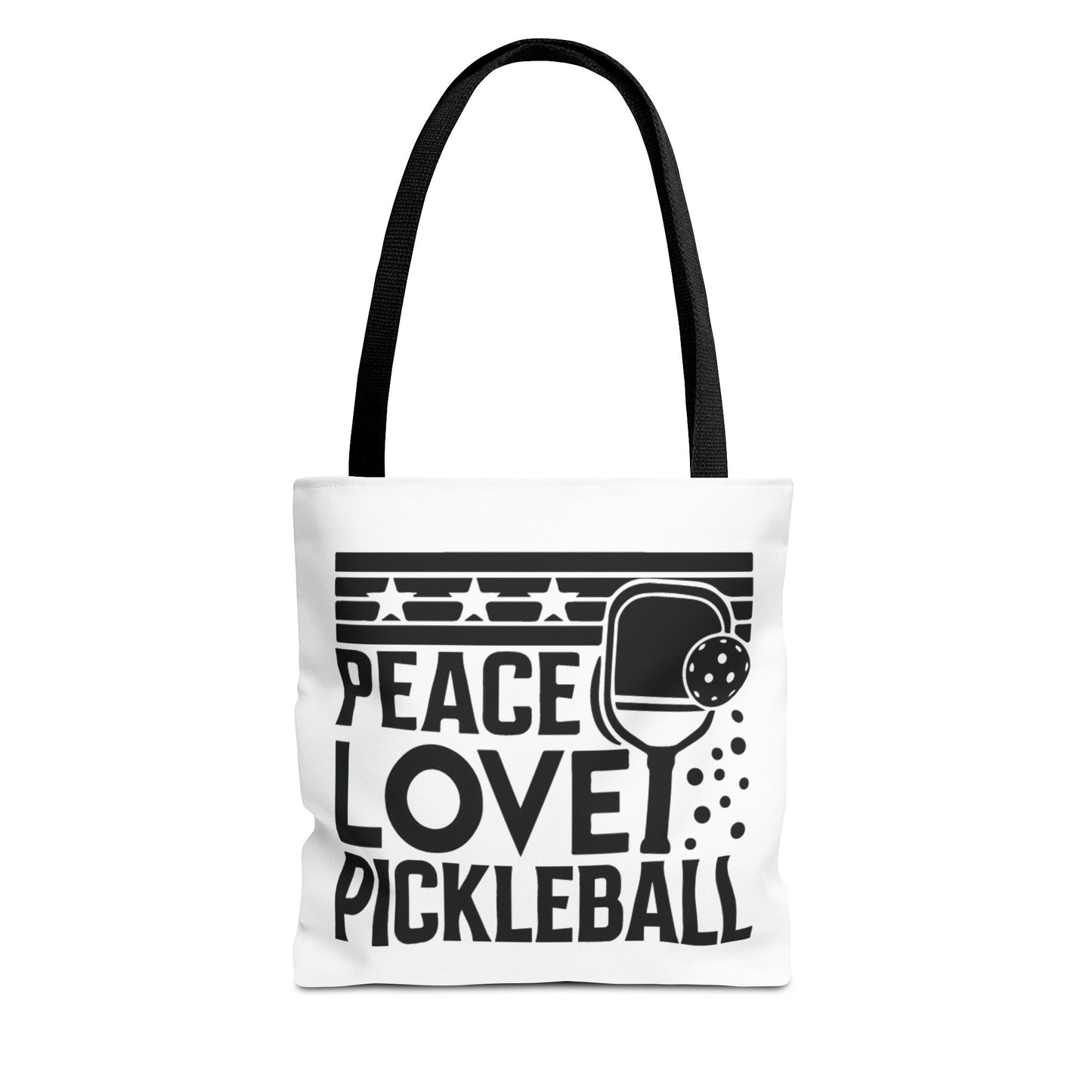 Pickleball Bold Tote Bag - Peace Love Pickleball Black