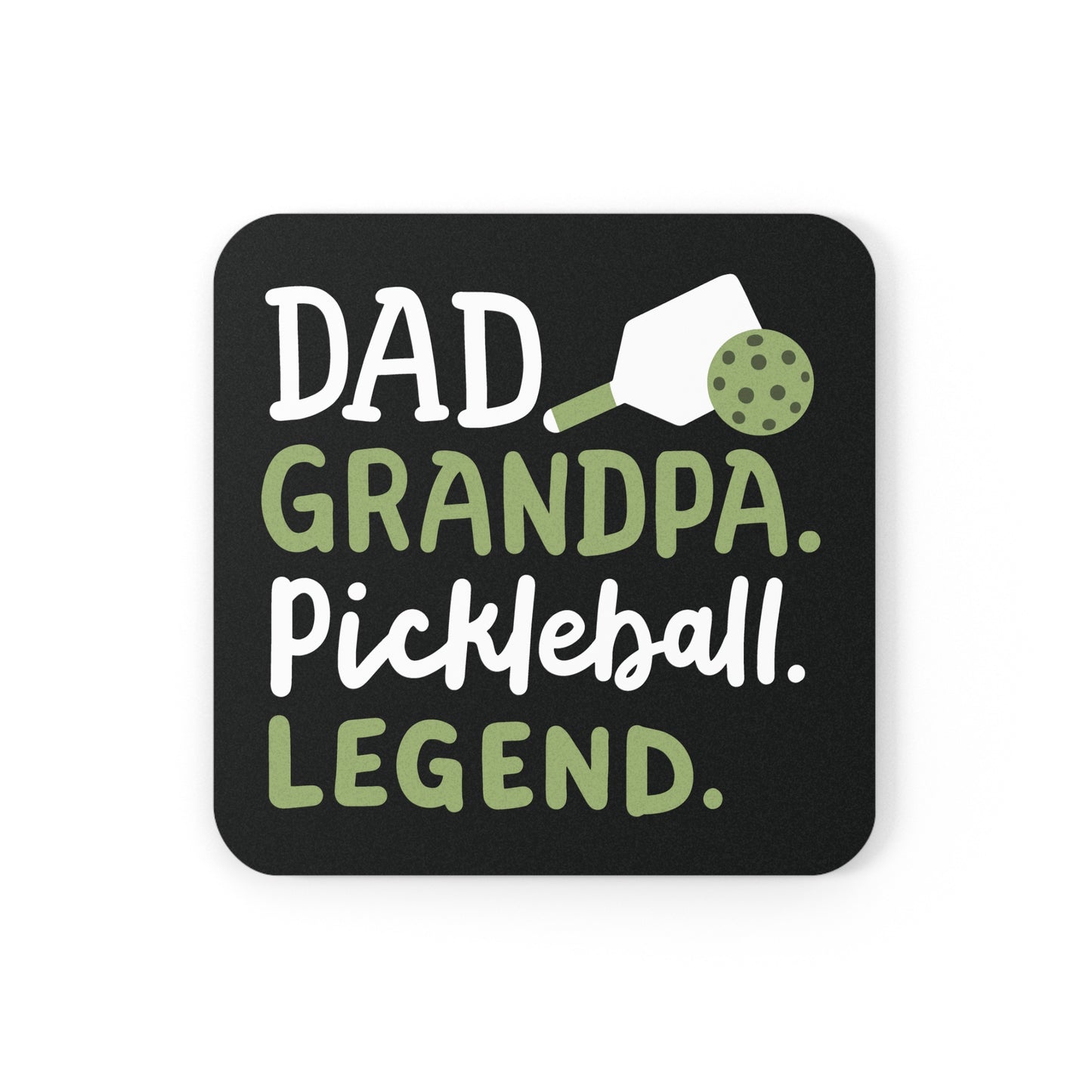 Pickleball Practical Cork Coaster - Dad Grandpa Pickleball Legend Black
