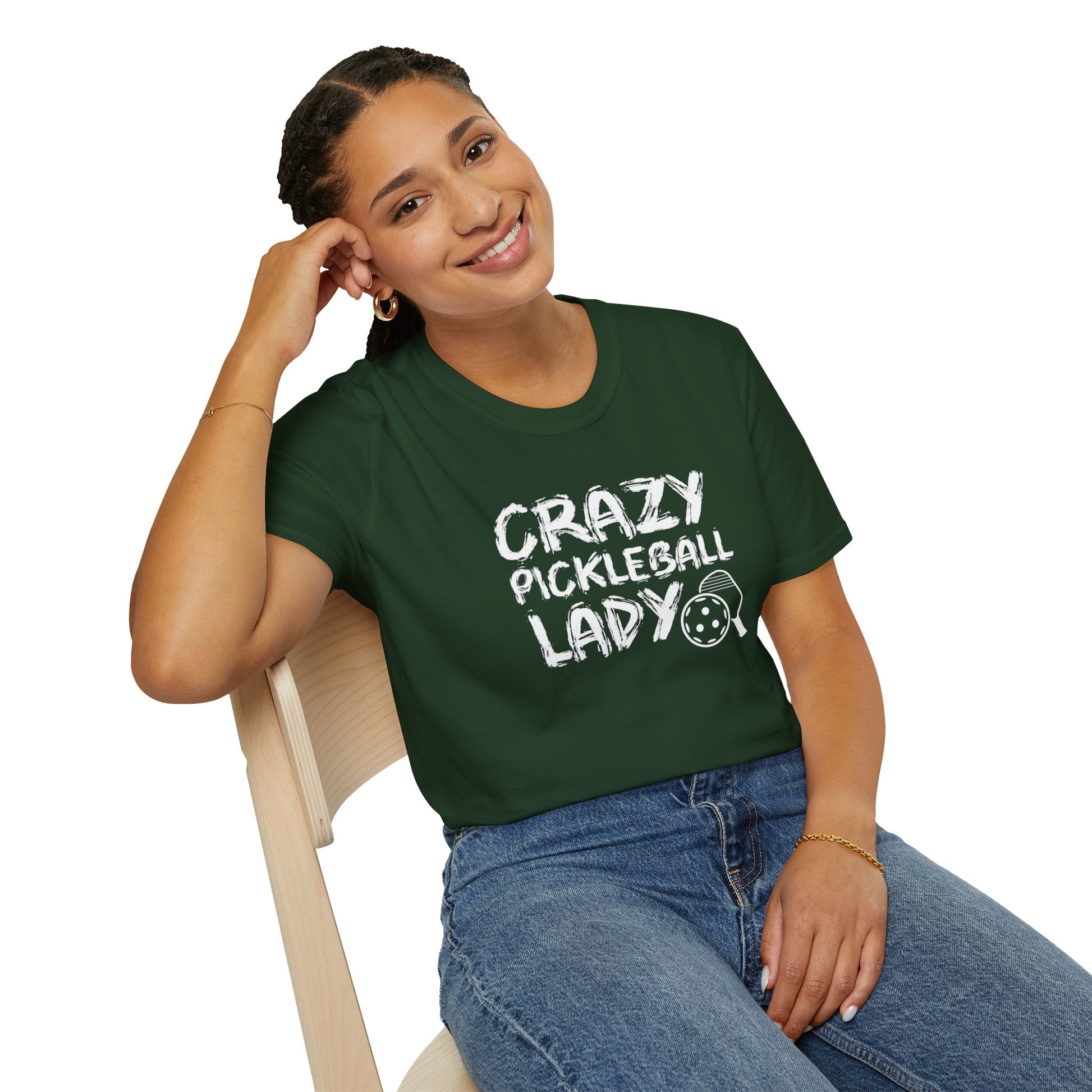 Women's Unique Pickleball T-shirt - Crazy Pickleball Lady