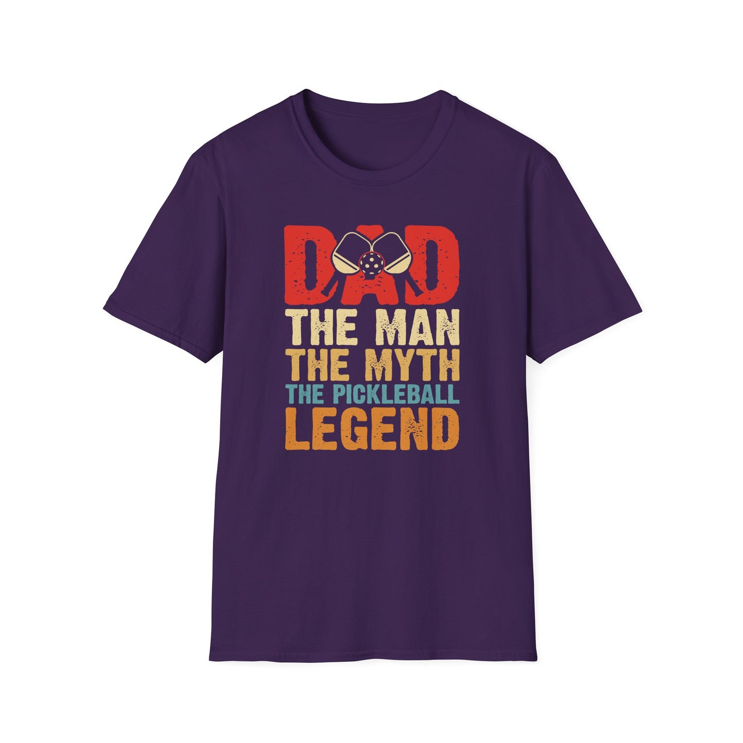 Men's Cool Pickleball T-shirt - DAD THE PICKLEBALL LEGEND RETRO Purple