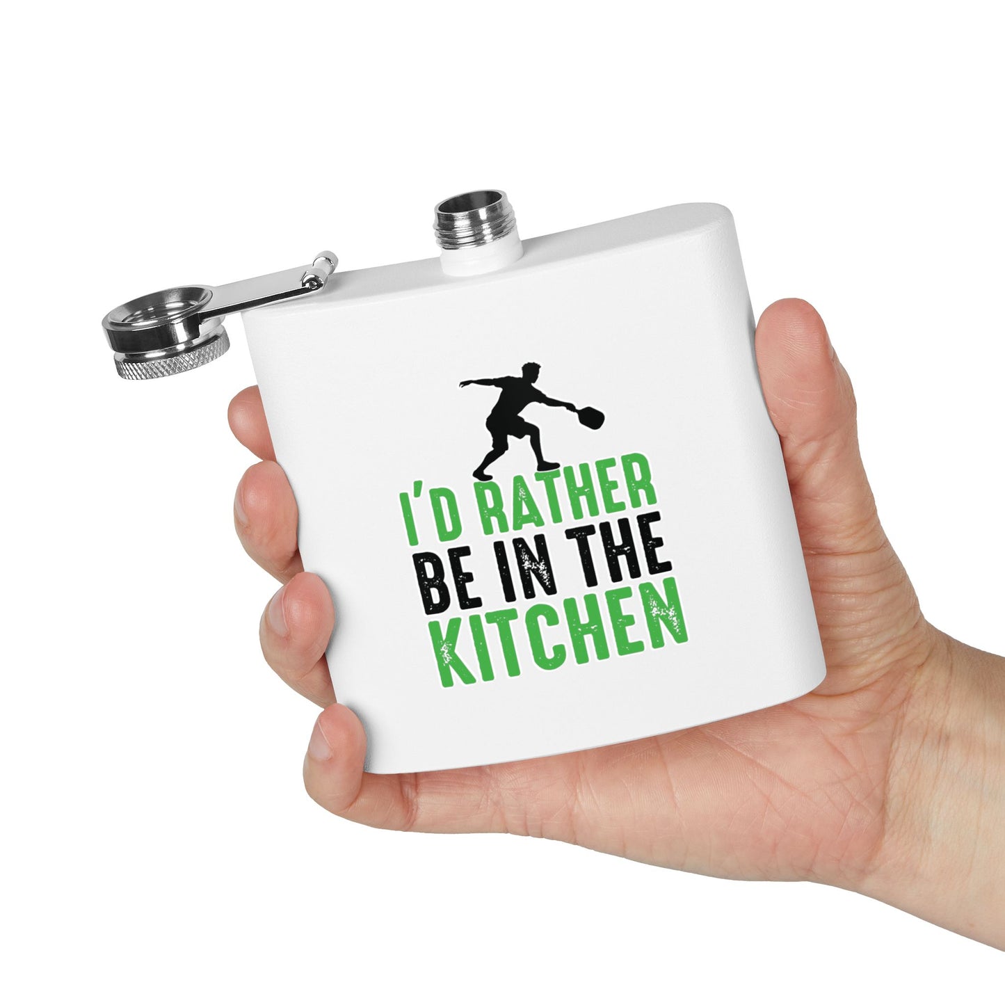 Pickleball Funny Flask - I'd Rather Be in the Kitchen