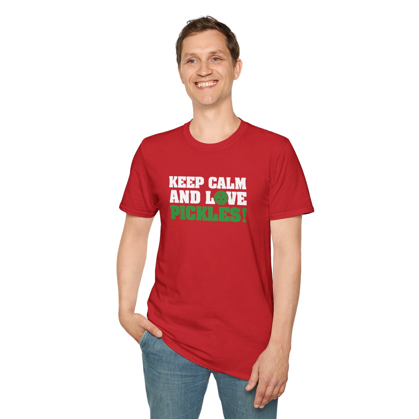 Men's Funny Pickleball T-shirt - Keep Calm and Love Pickles