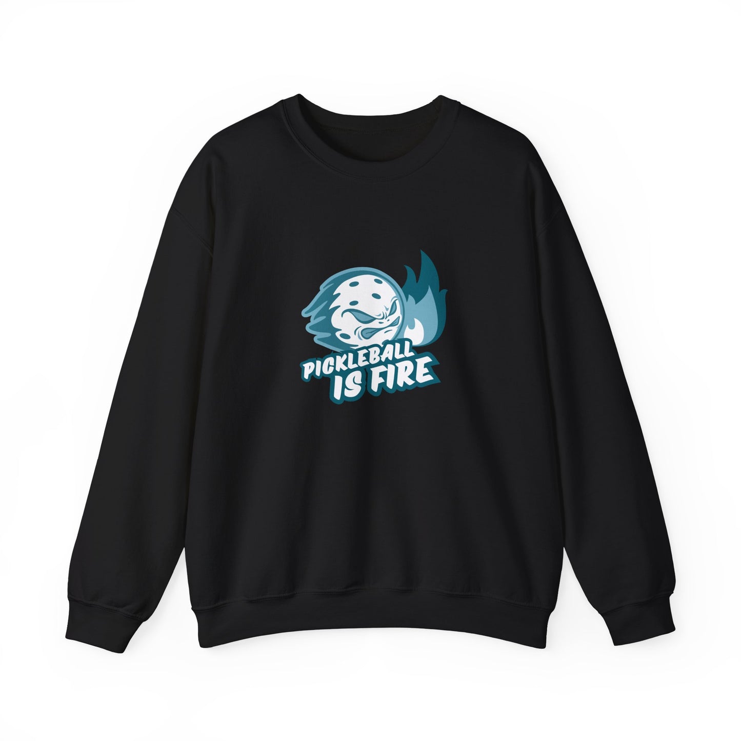 Men's Funny Pickleball Sweatshirt - Pickleball Is Fire Black