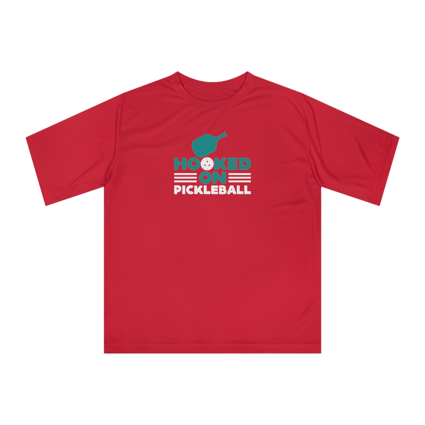 Women's Sporty Pickleball T-shirt - Hooked on Pickleball Red