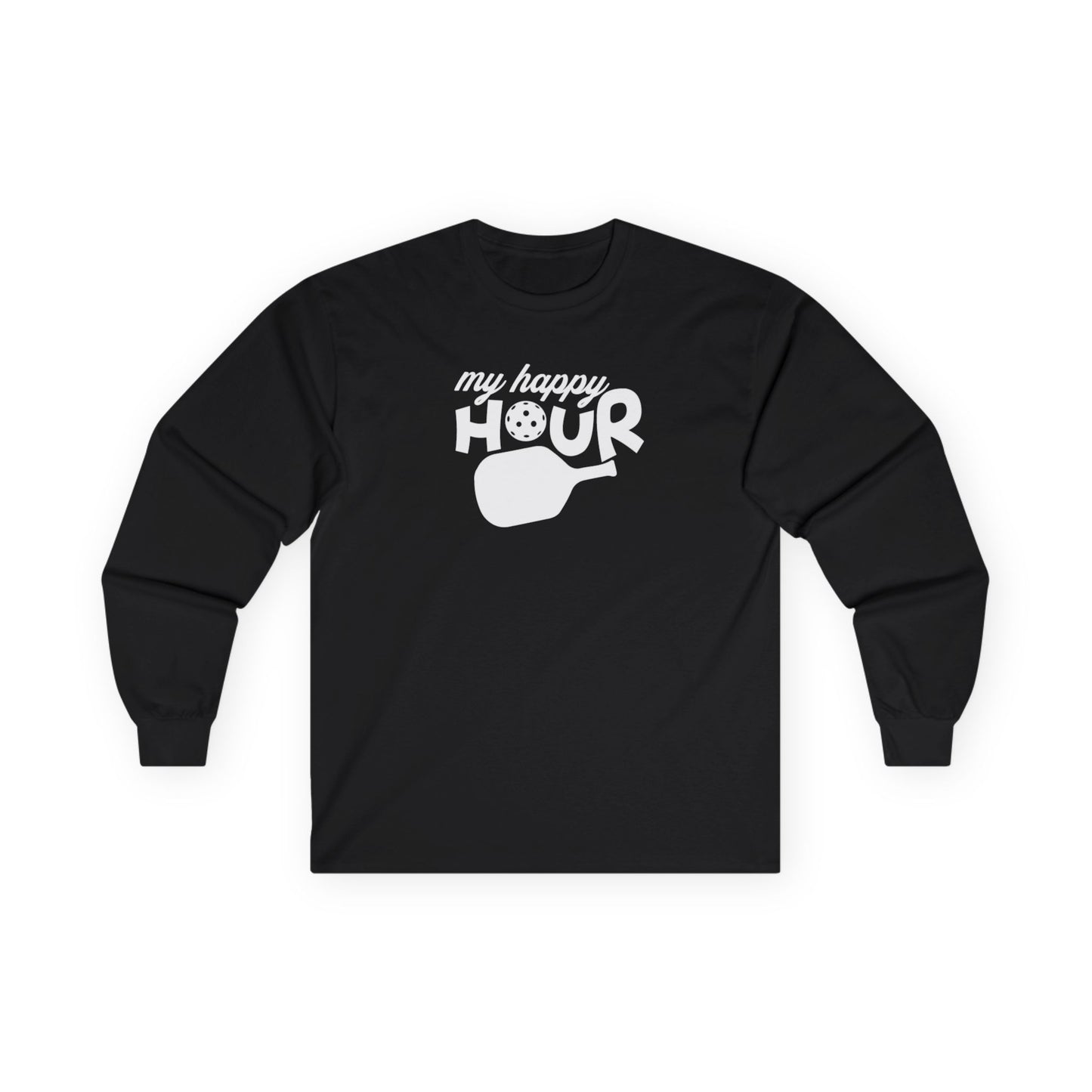 Women's Durable Pickleball Long Sleeves top - My Happy Hour Black