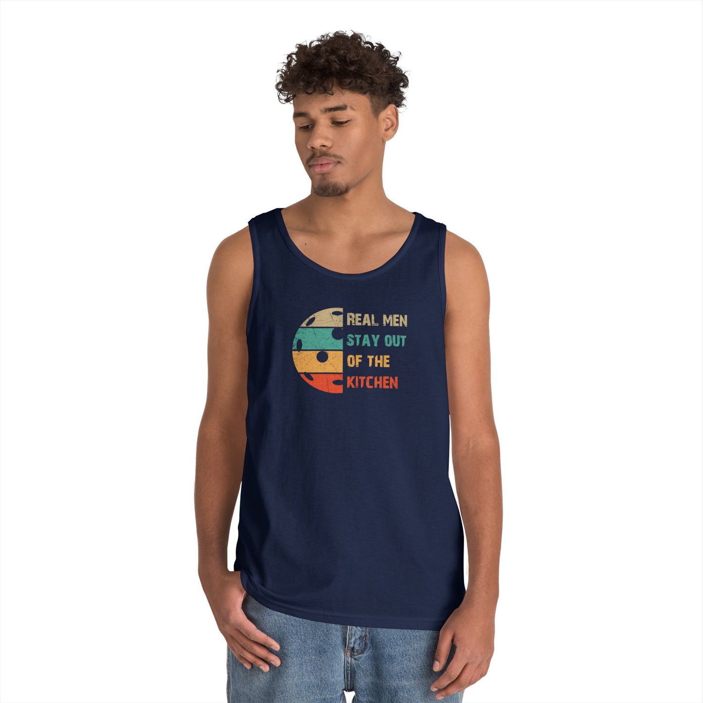 Men's Pickleball Tank Top - Real Men Stay Out of the Kitchen Retro