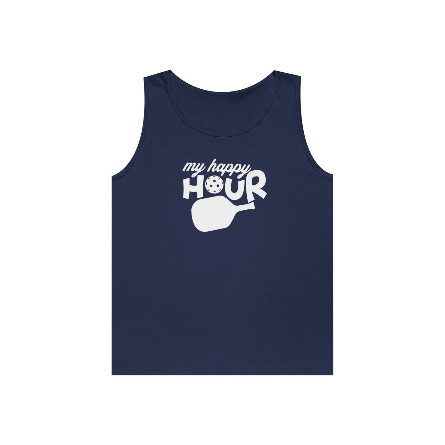 Men's Durable Pickleball Tank Top - My Happy Hour Navy