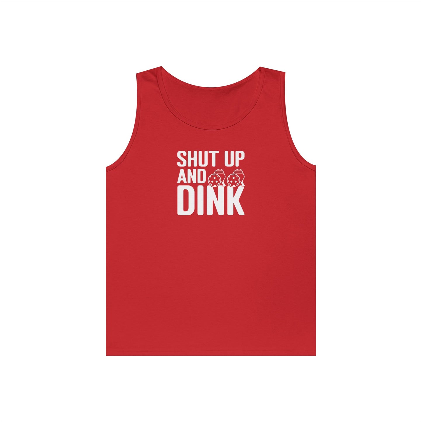 Men's Funny Pickleball Tank Top - Shut Up and Dink Red