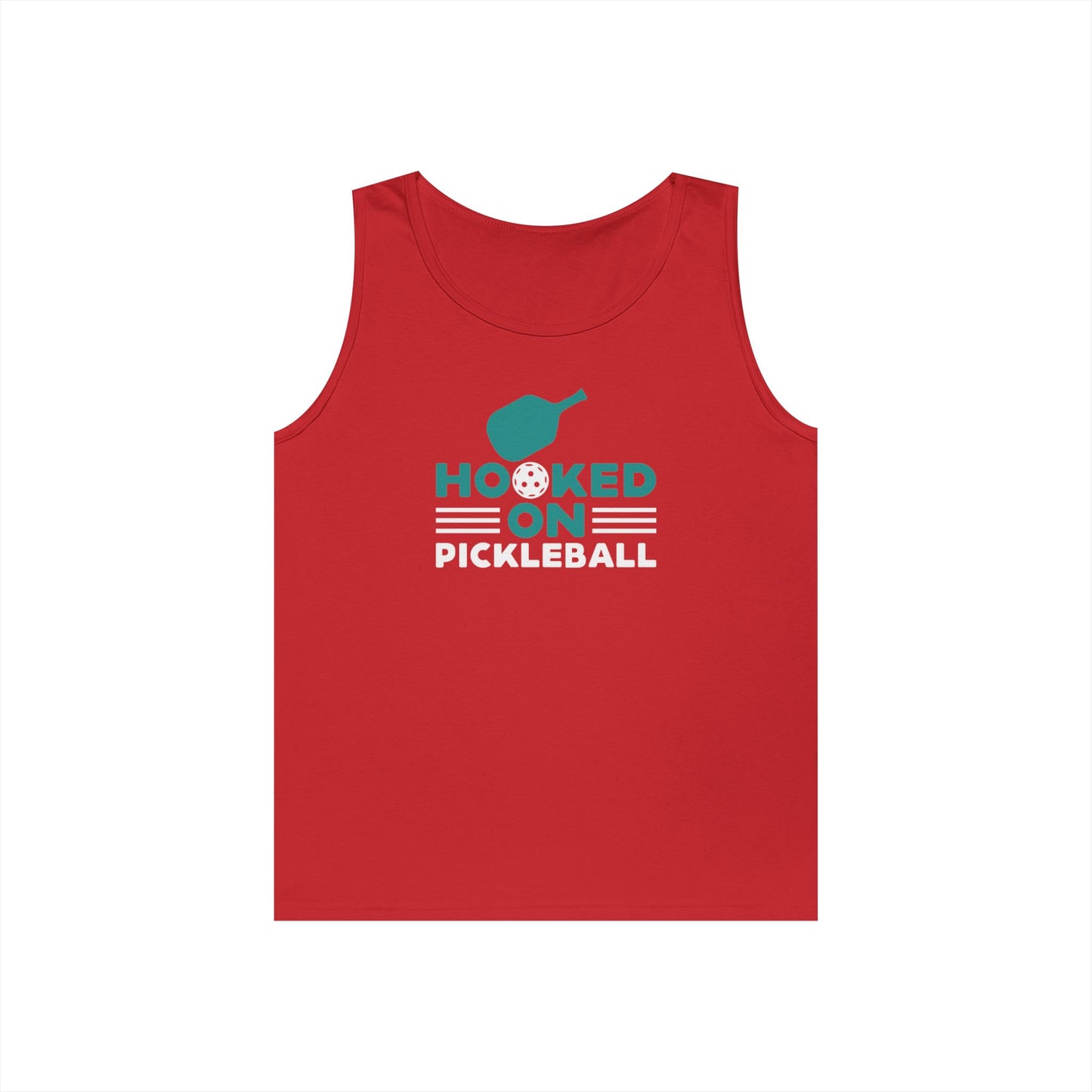 Men's Durable Pickleball Tank Top - Hooked on Pickleball Red