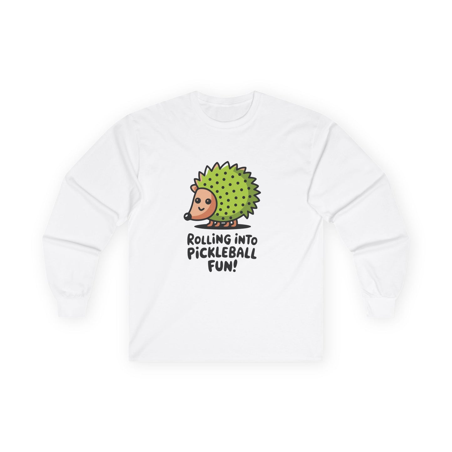 Women's Cute Pickleball Long Sleeves top - Rolling into Pickleball Fun White