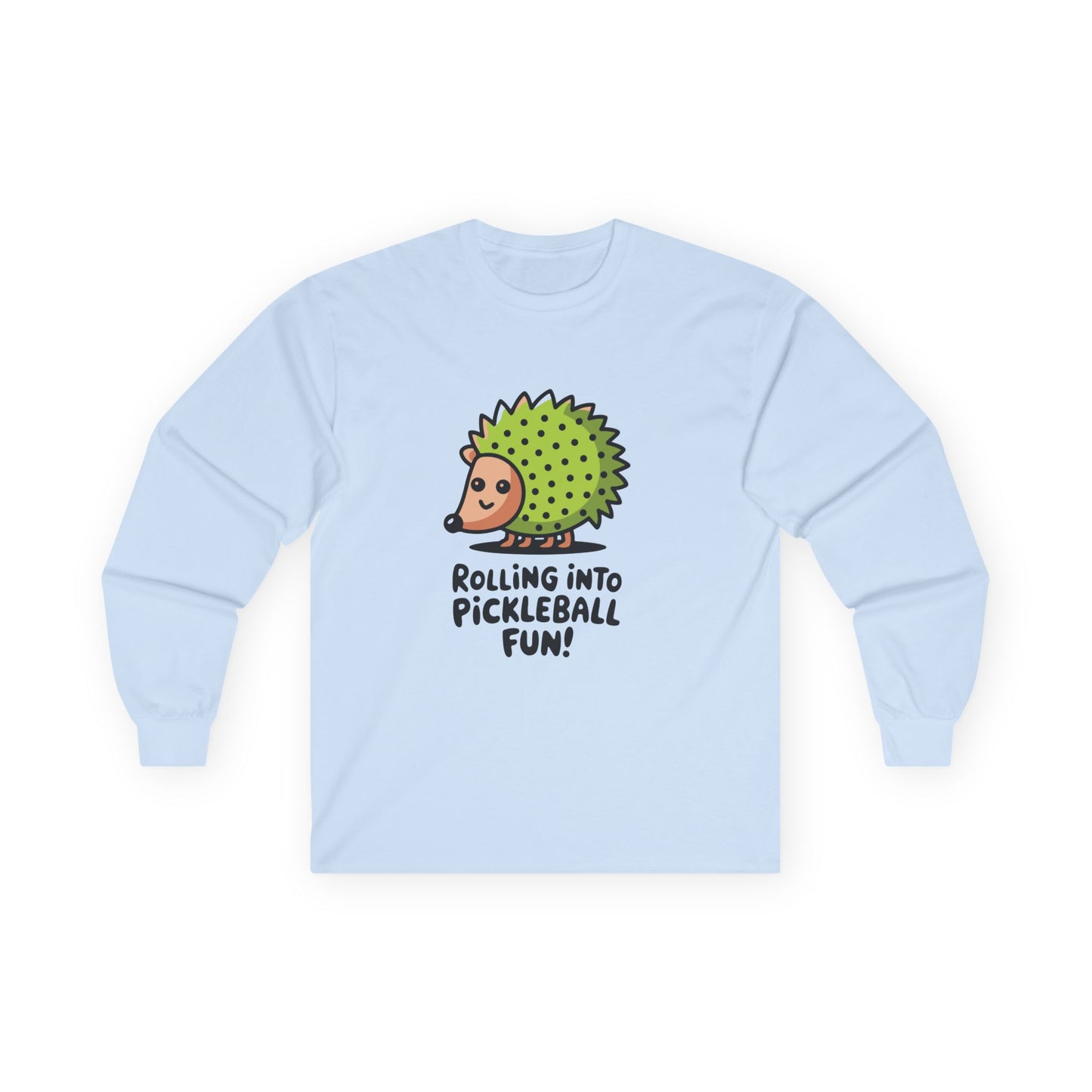 Women's Cute Pickleball Long Sleeves top - Rolling into Pickleball Fun Blue