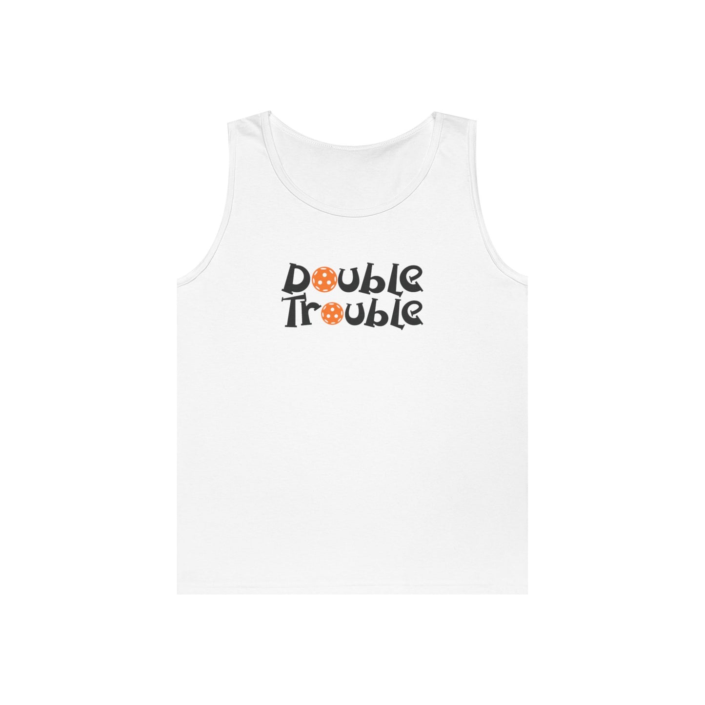 Men's Funny Pickleball Tank Top - Double Trouble White