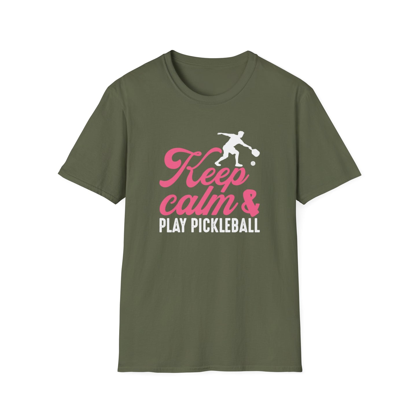 Women's Cheerful Pickleball T-shirt - Keep Calm & Play Pickleball Green
