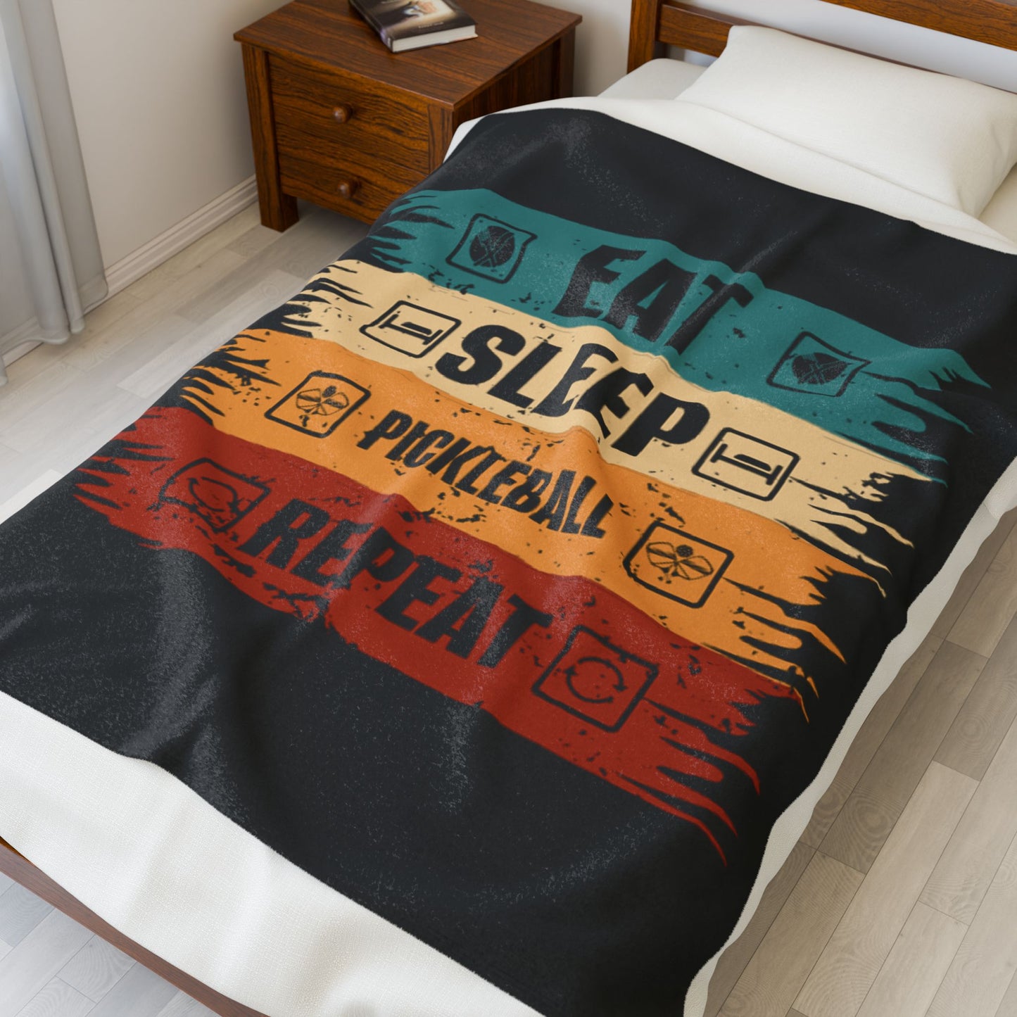 Pickleball Stylish Blanket - Eat Sleep Pickleball Repeat Retro