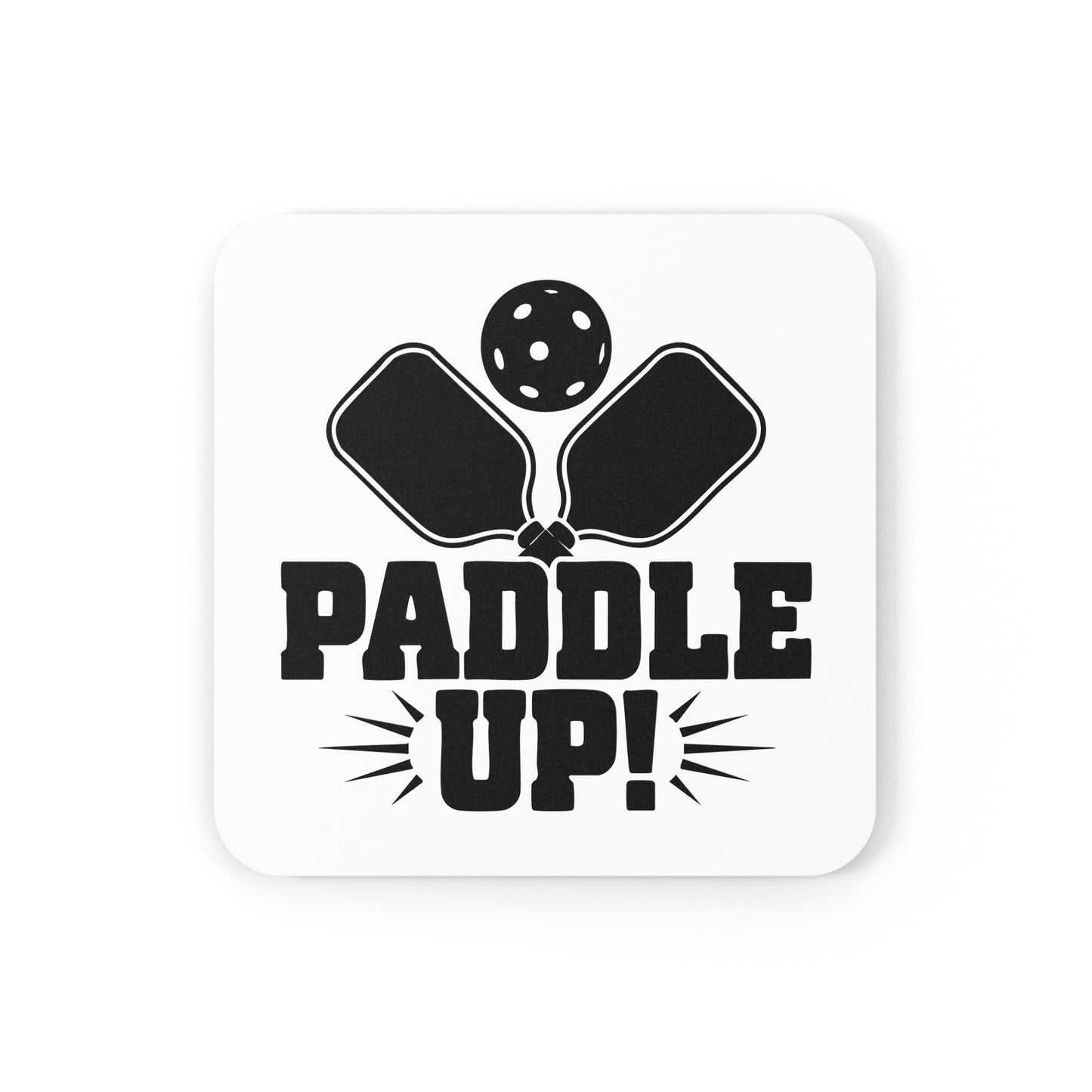 Pickleball Stylish Cork Coaster - Paddle Up White
