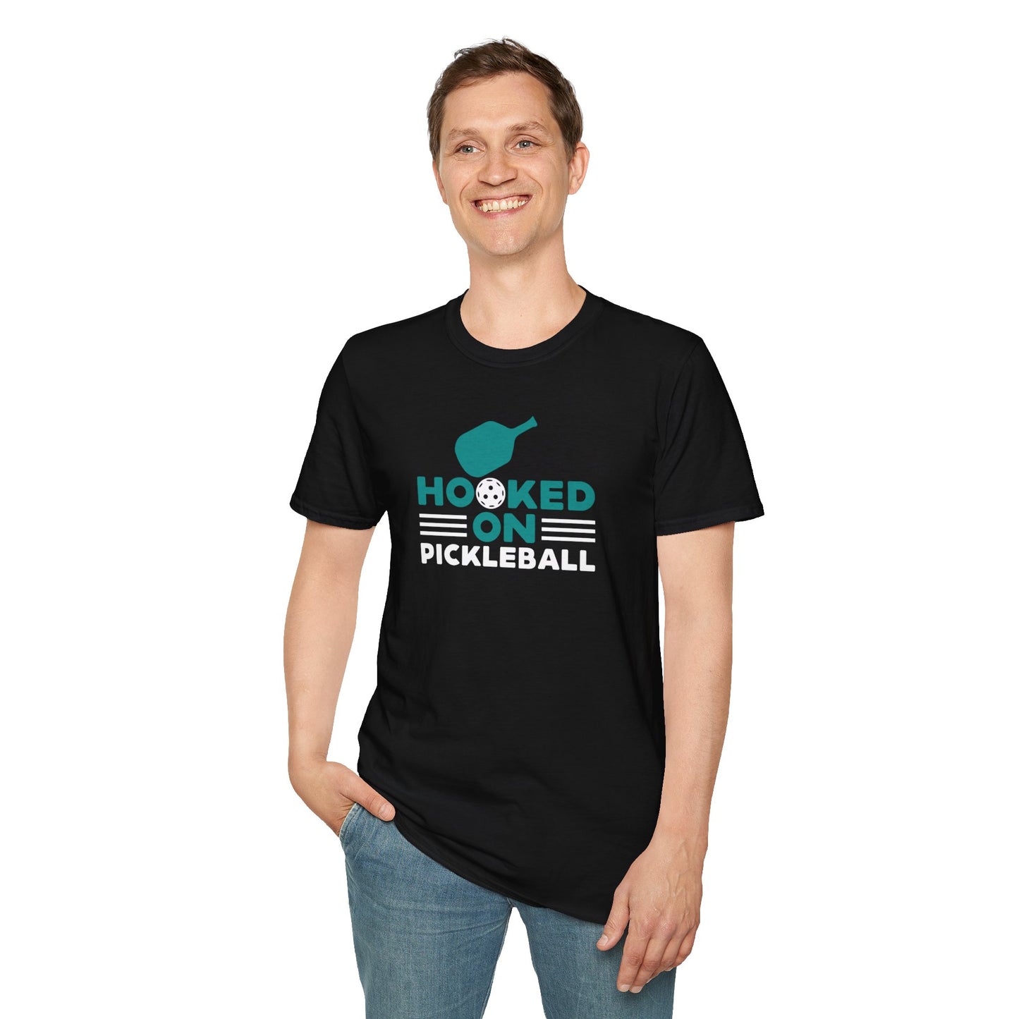 Men's Comfy Pickleball T-shirt - Hooked on Pickleball
