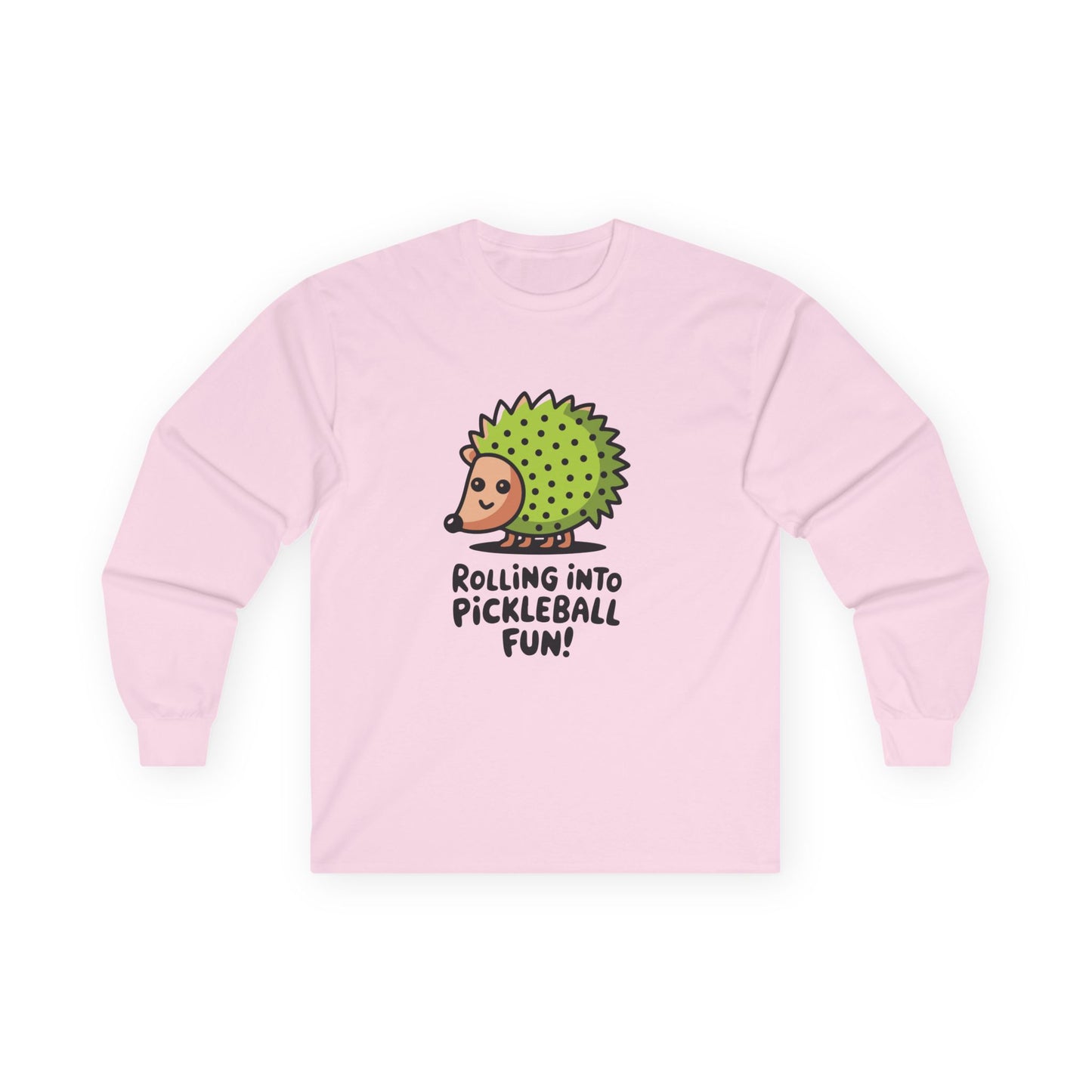 Women's Cute Pickleball Long Sleeves top - Rolling into Pickleball Fun Pink