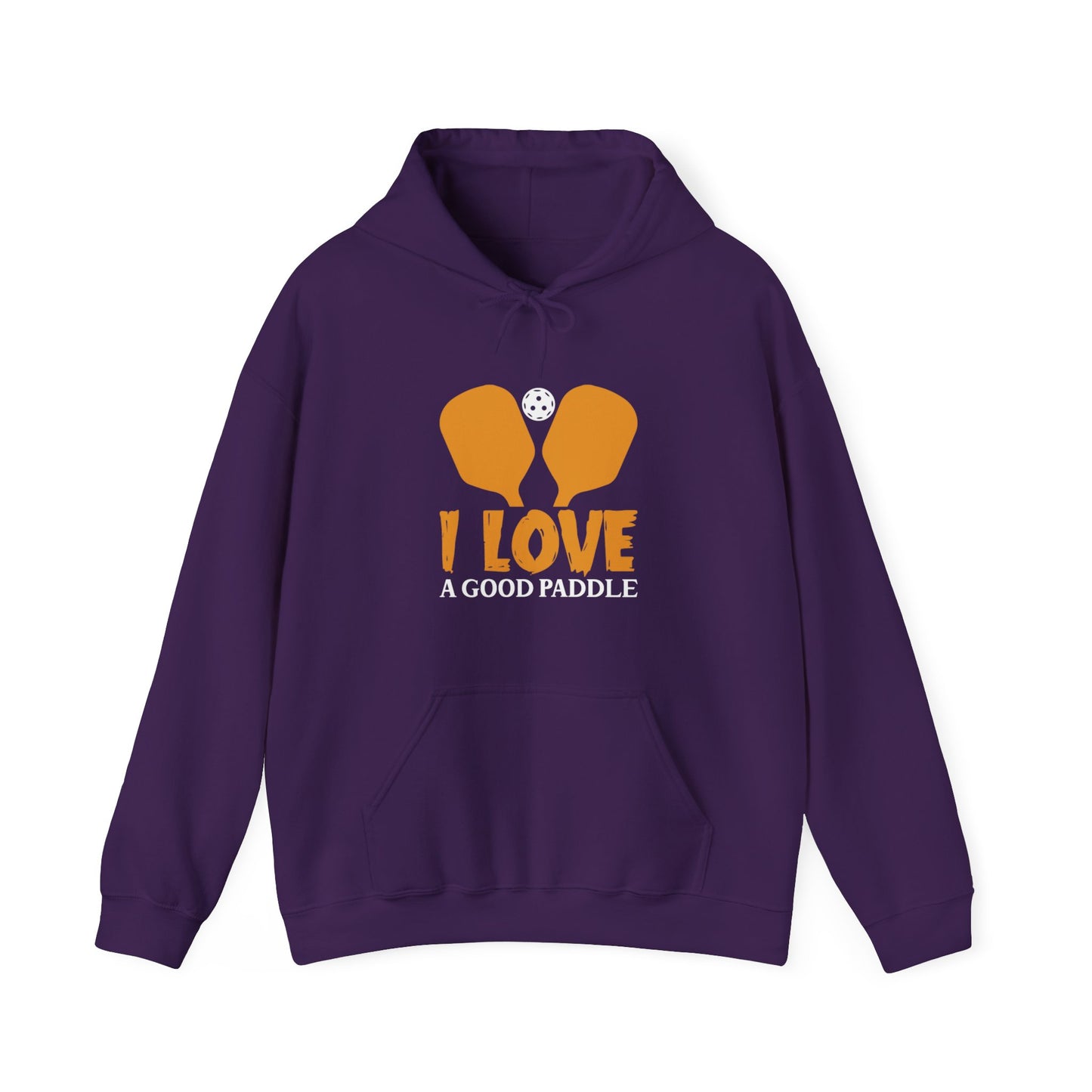 Men's Comfy Pickleball Hoodie - I Love a Good Paddle Purple
