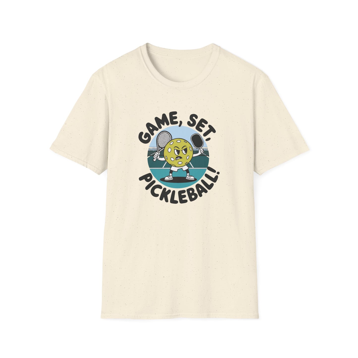 Men's Soft Pickleball T-shirt - Game, Set, Pickleball Beige
