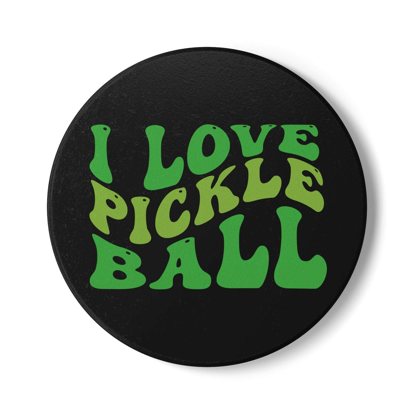 Pickleball Playful Ceramic Coaster - I Love Pickleball Black