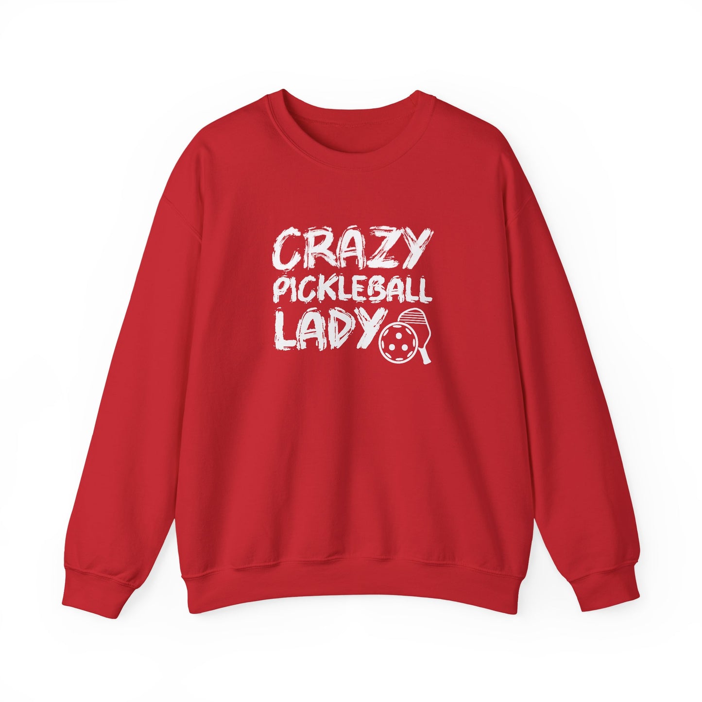 Women's Funny Pickleball Sweatshirt - Crazy Pickleball Lady Red