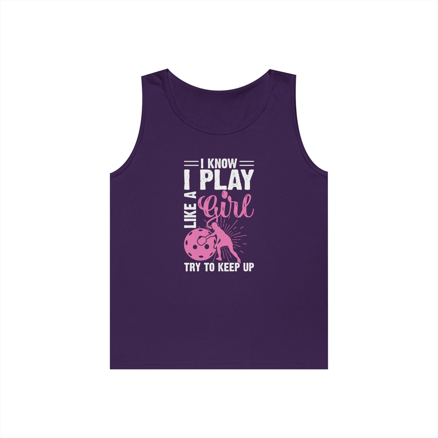 Women's Pickleball Tank Top - I Play Like a Girl Try to Keep Up Purple