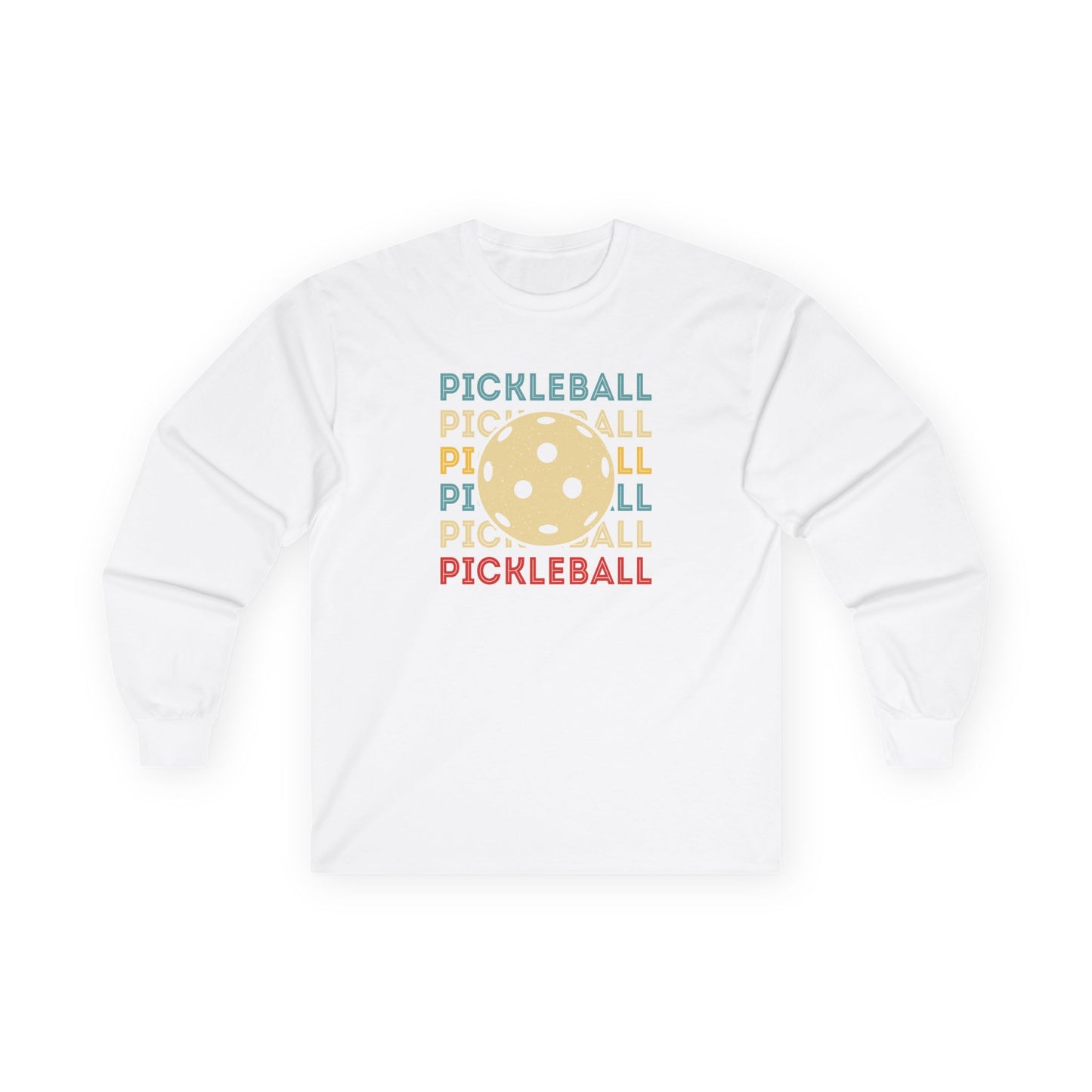 Men's Quirky Pickleball Long Sleeves top - Pickleball and Ball White