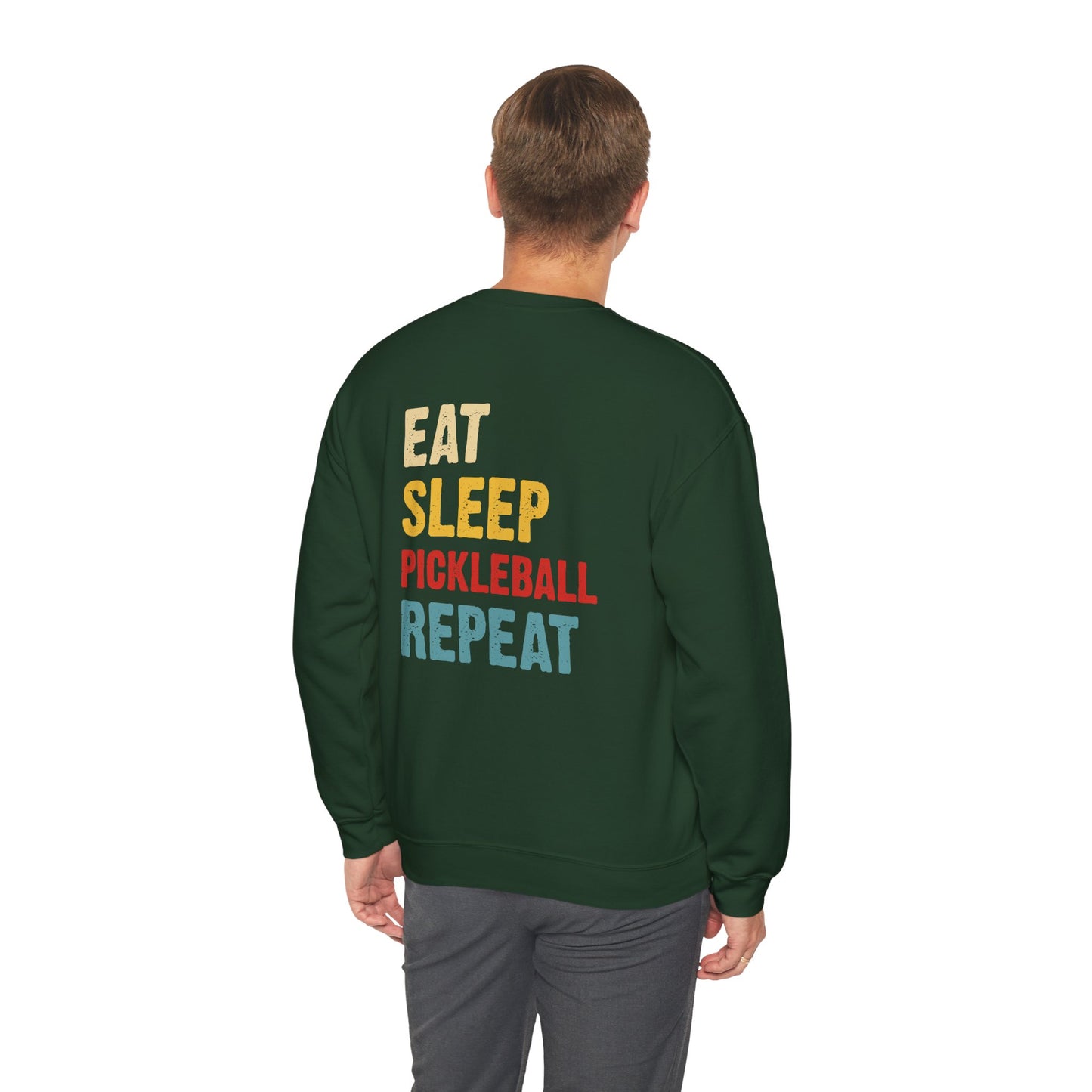 Men's Cool Pickleball Sweatshirt - Eat Sleep Pickleball Repeat Retro