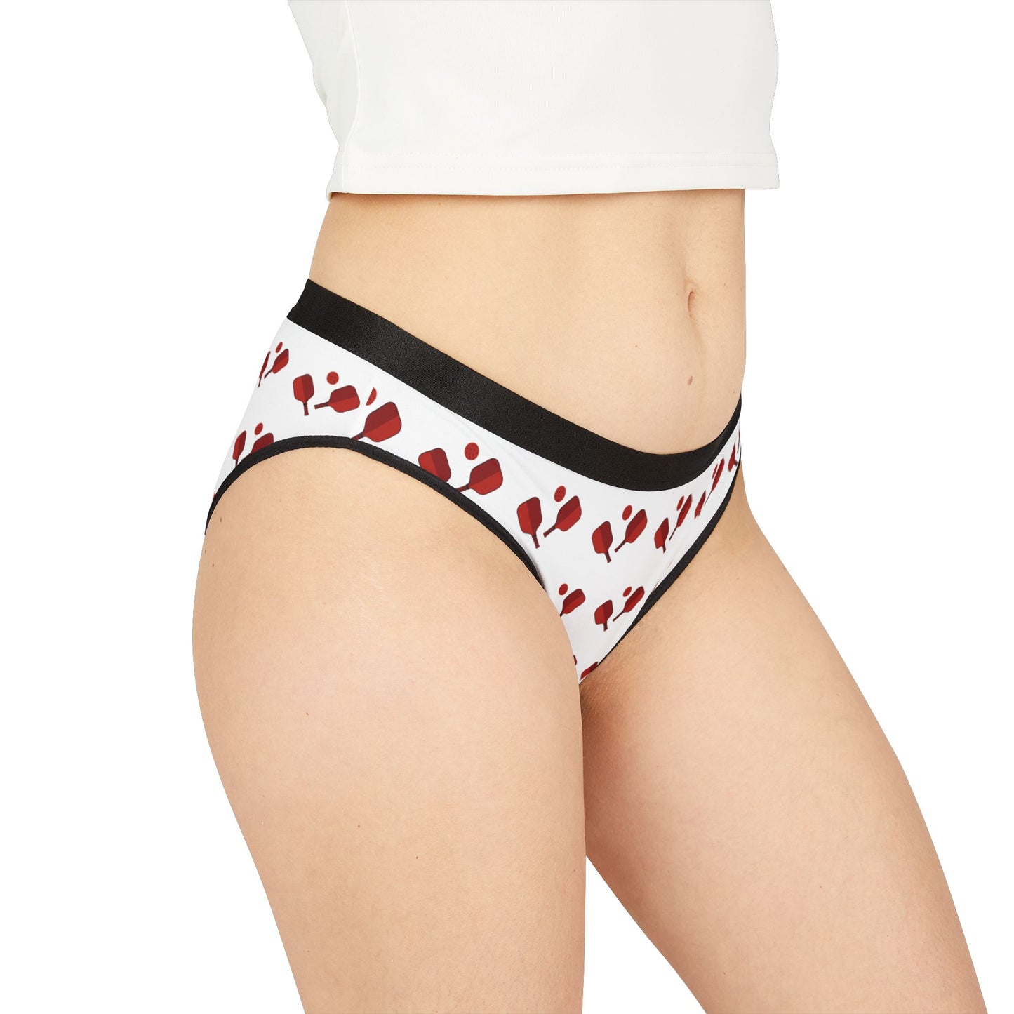 Women's Comfy Pickleball Brief - Red Paddles and Ball