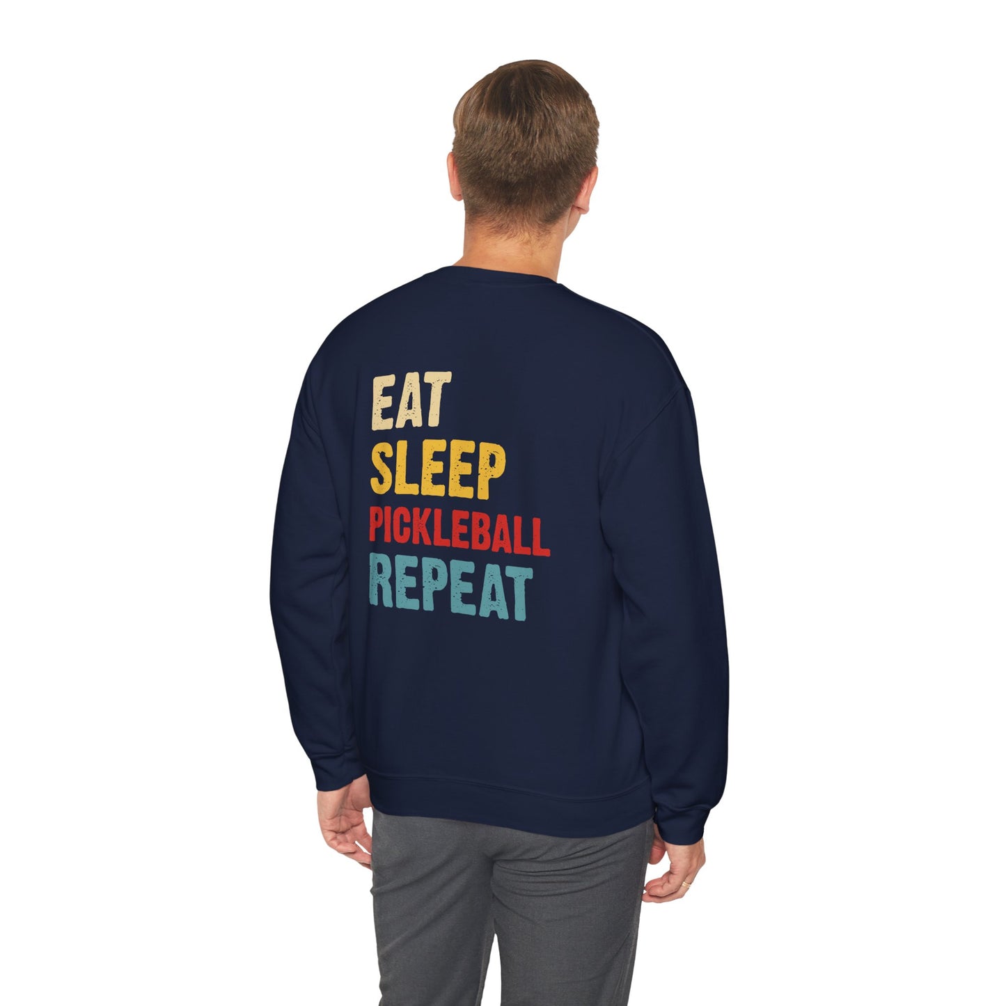 Men's Cool Pickleball Sweatshirt - Eat Sleep Pickleball Repeat Retro
