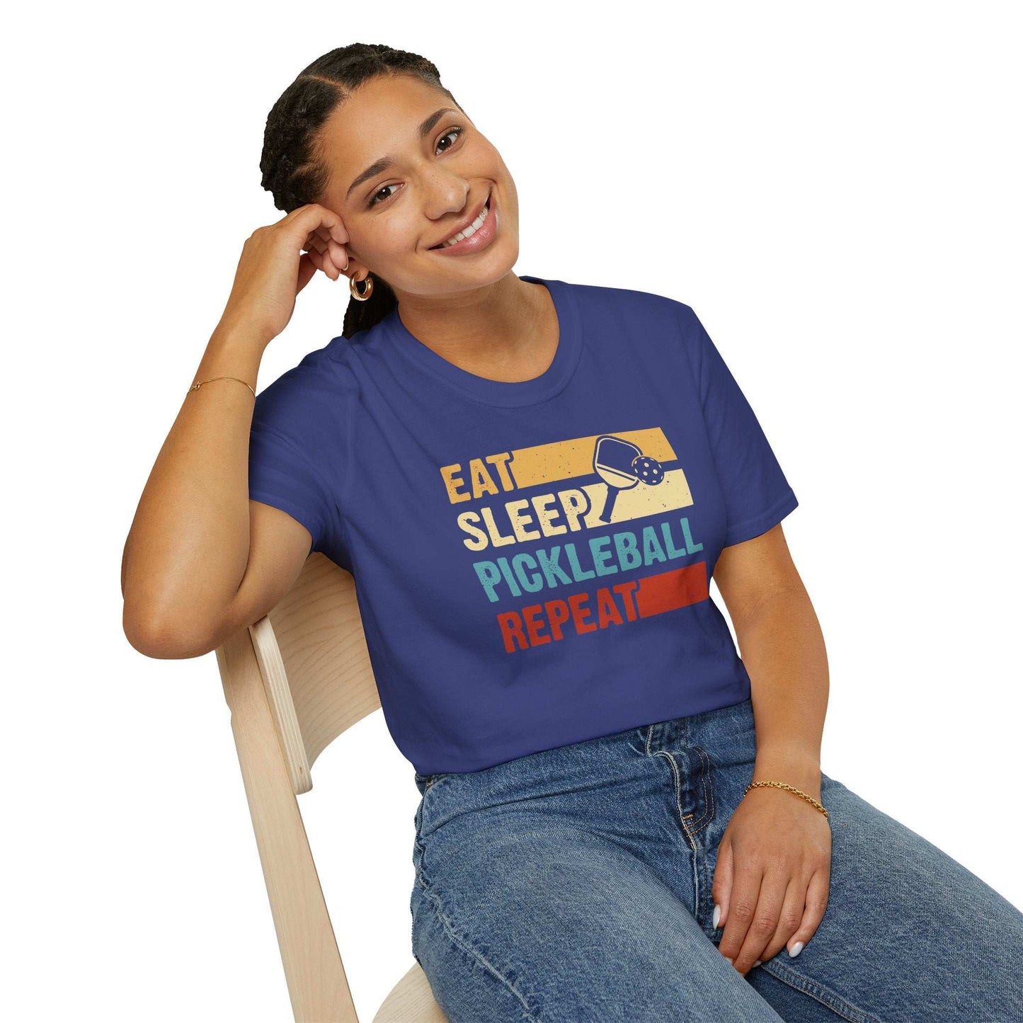 Women's Funny Pickleball T-Shirt - Eat Sleep Pickleball Repeat Retro