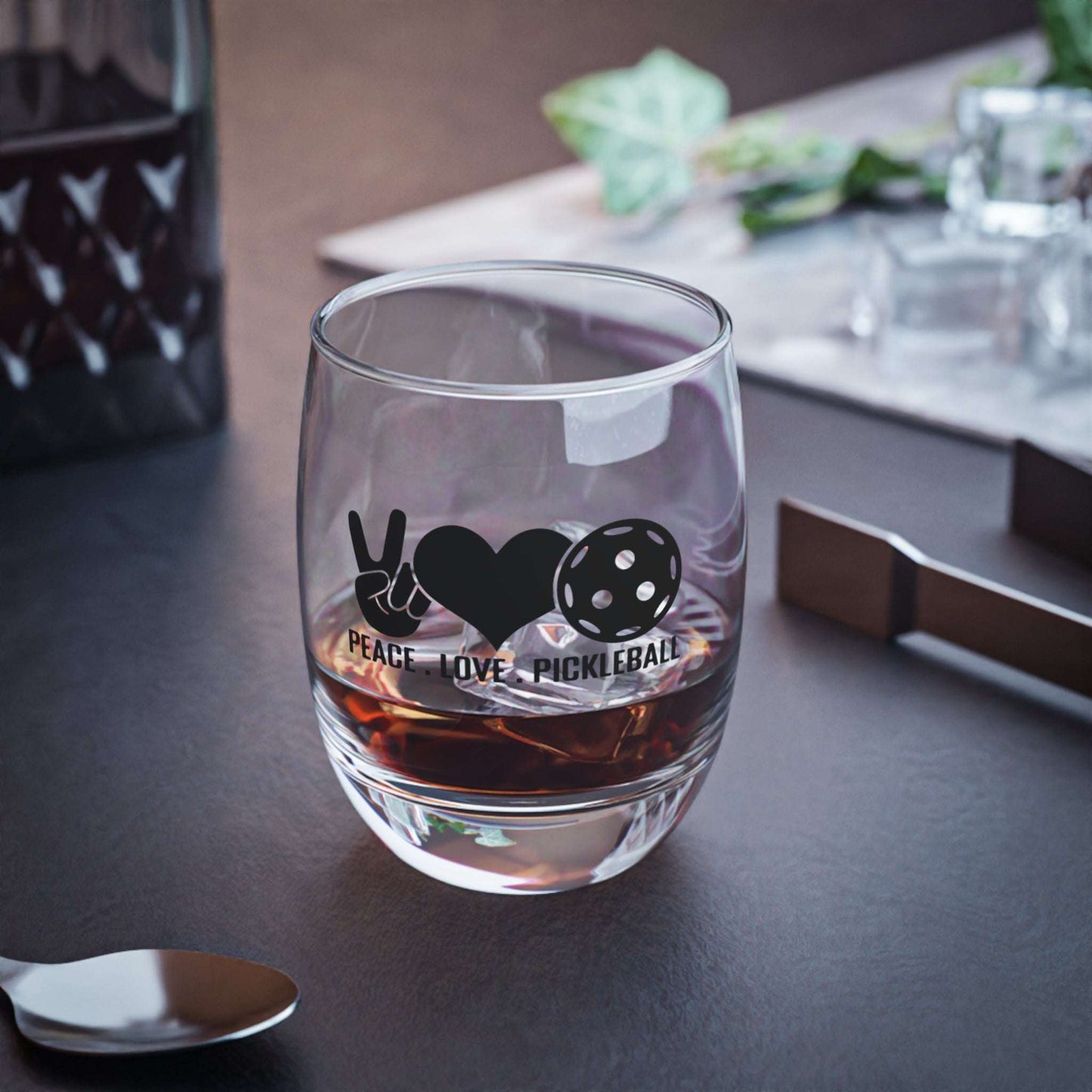 Pickleball Durable Whiskey Glass - Peace, Love, Pickleball