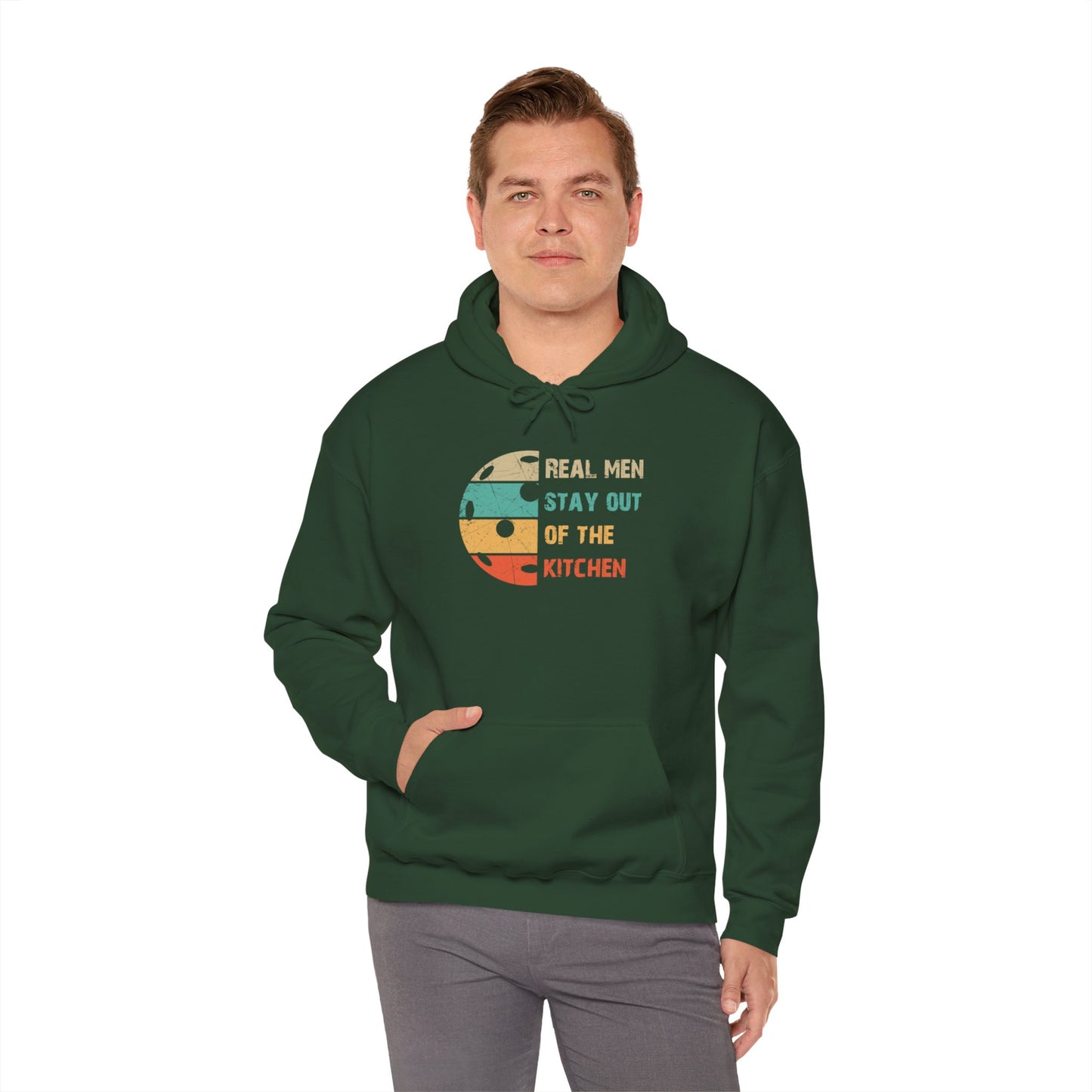Men's Funny Pickleball Hoodie - Real Men Stay Out of the Kitchen Retro