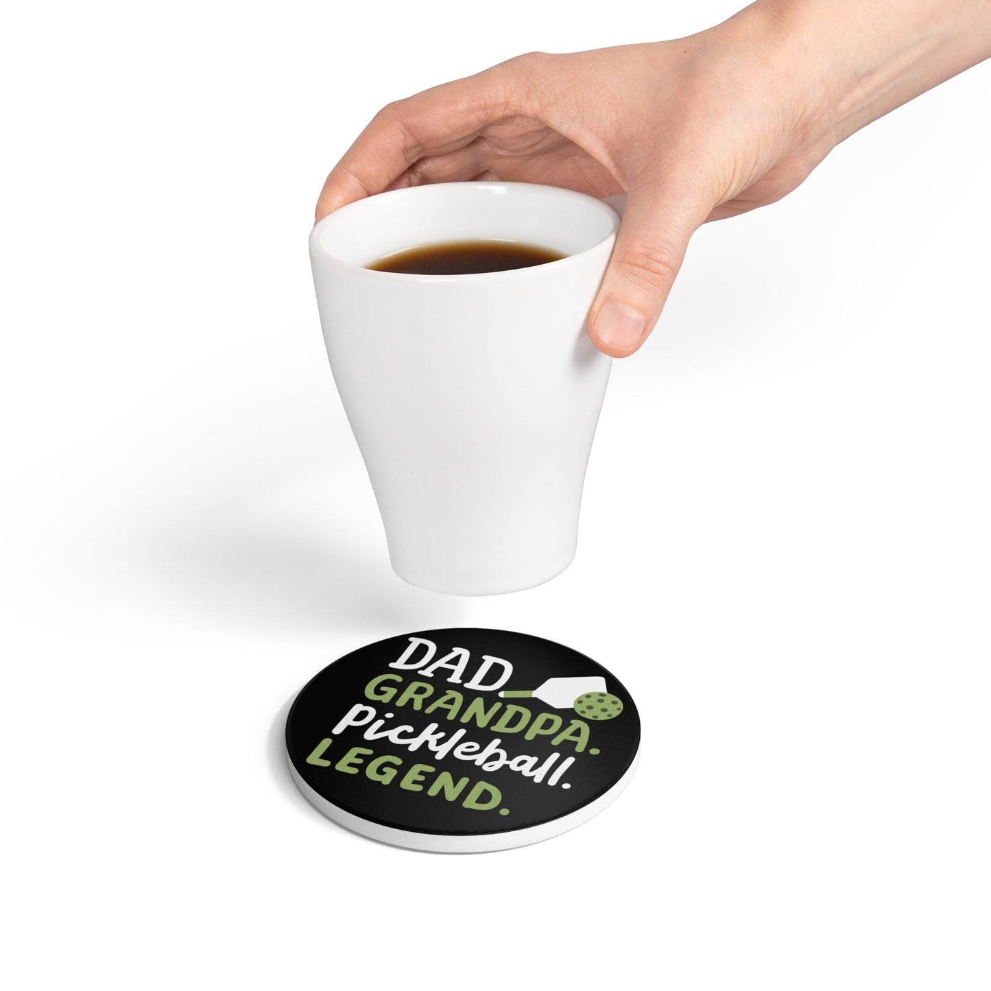 Pickleball Cool Ceramic Coaster - Dad Grandpa Pickleball Legend