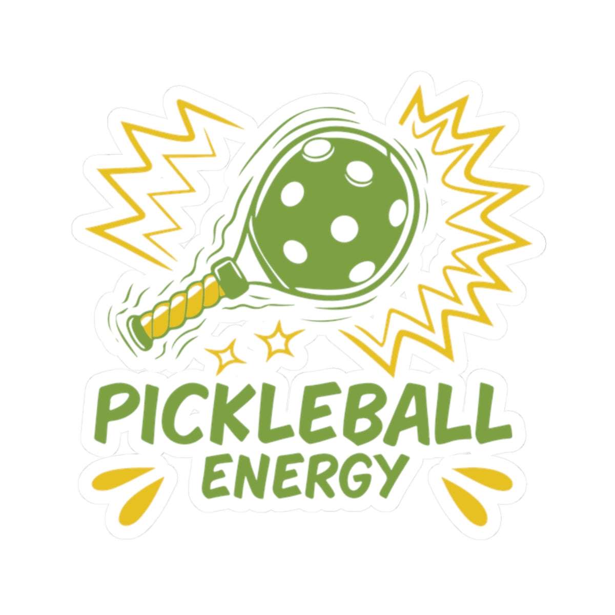 Pickleball Durable Stickers - Pickleball Energy White