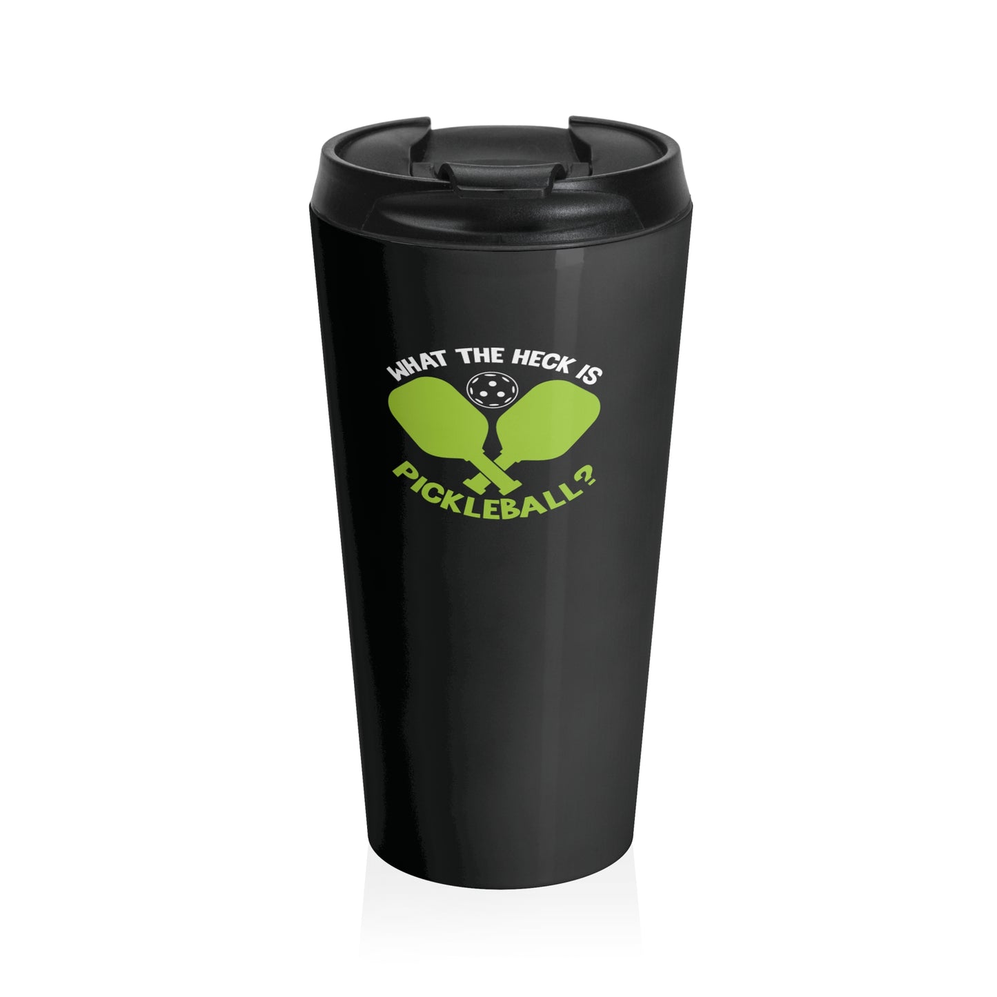 Pickleball Quirky Travel Mug - What the Heck Is Pickleball? Black