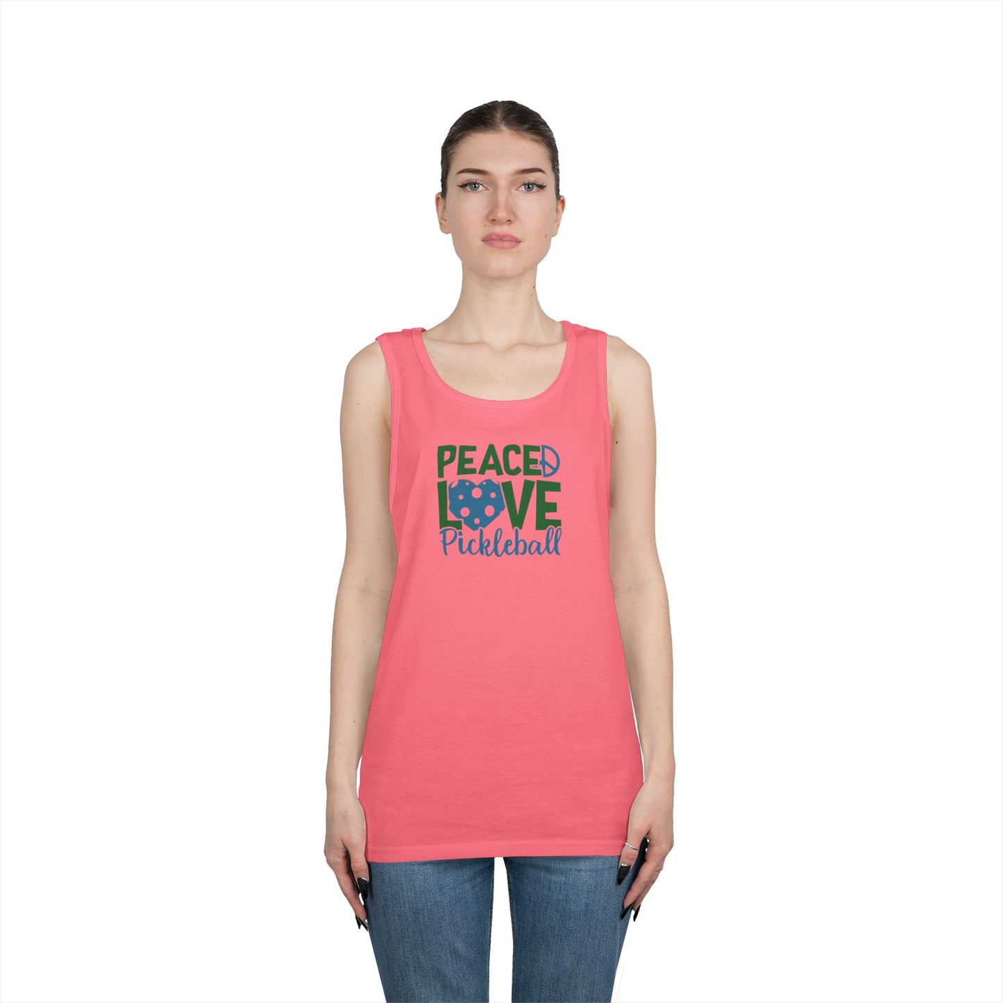 Women's Unique Pickleball Tank Top - Peace, Love, Pickleball