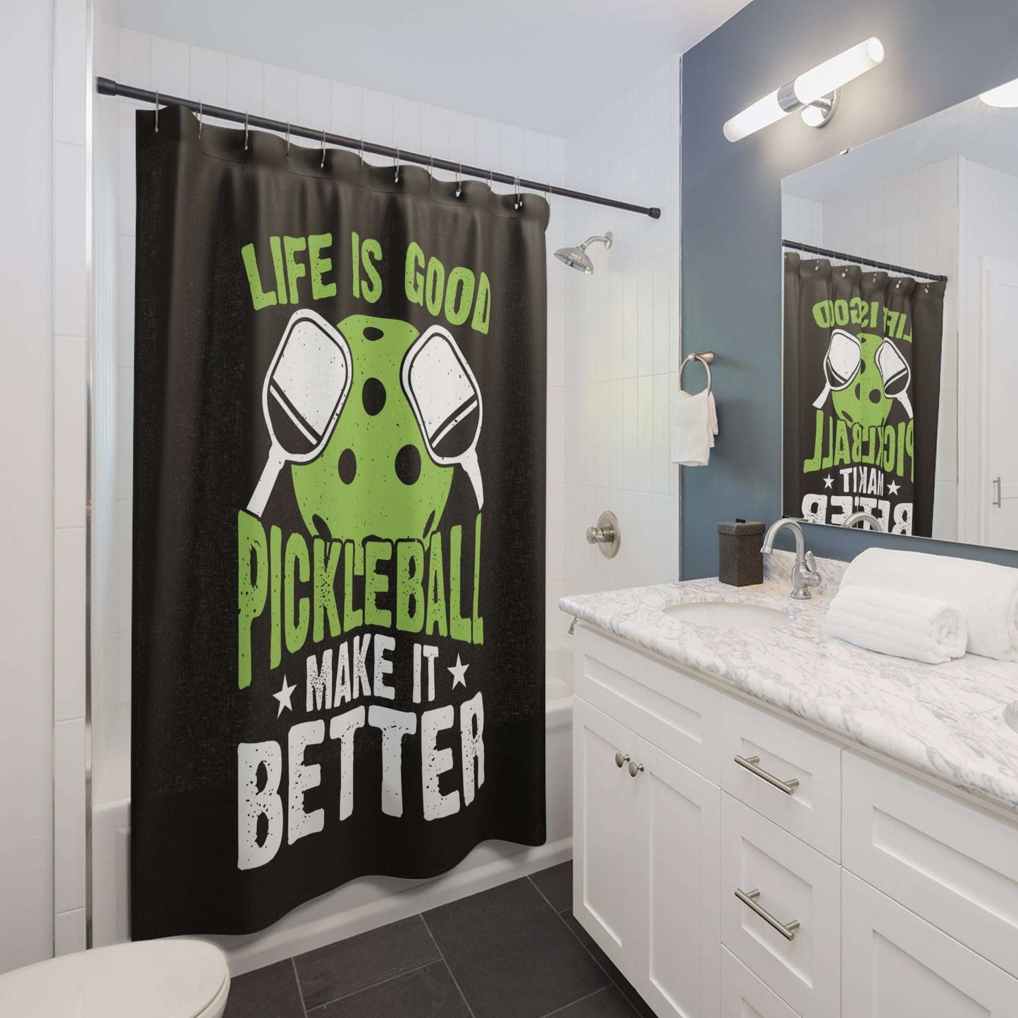 Pickleball Shower Curtain - Life Is Good Pickleball Make It Better