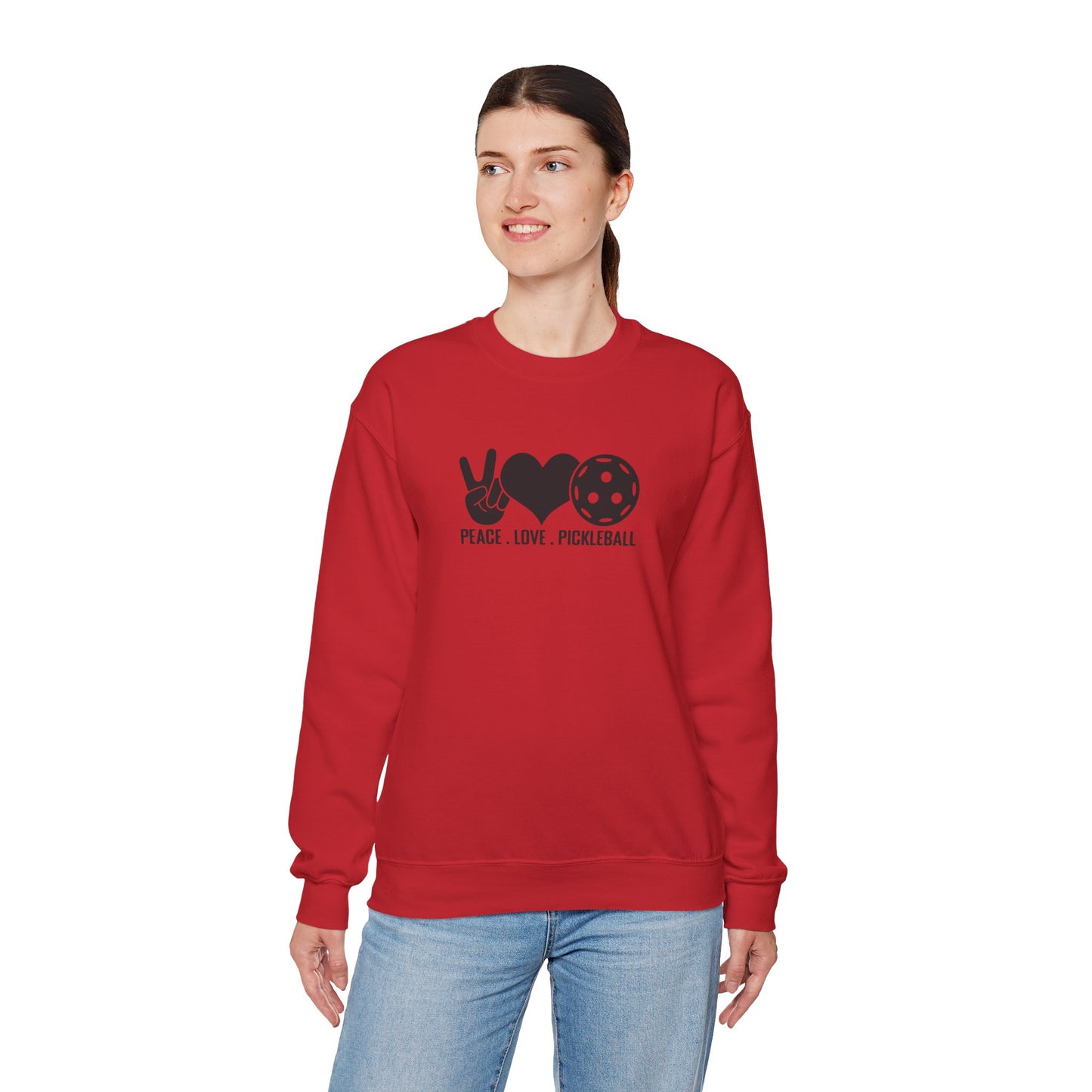 Women's Comfy Pickleball Sweatshirt - Peace, Love, Pickleball