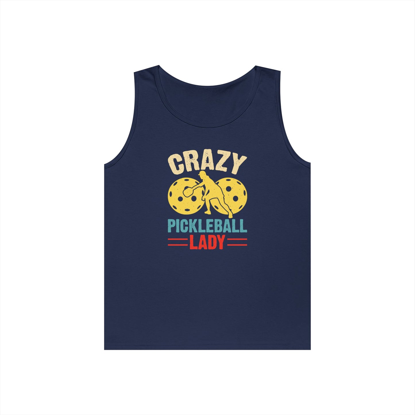Women's Soft Pickleball Tank Top - Crazy Pickleball Lady Navy