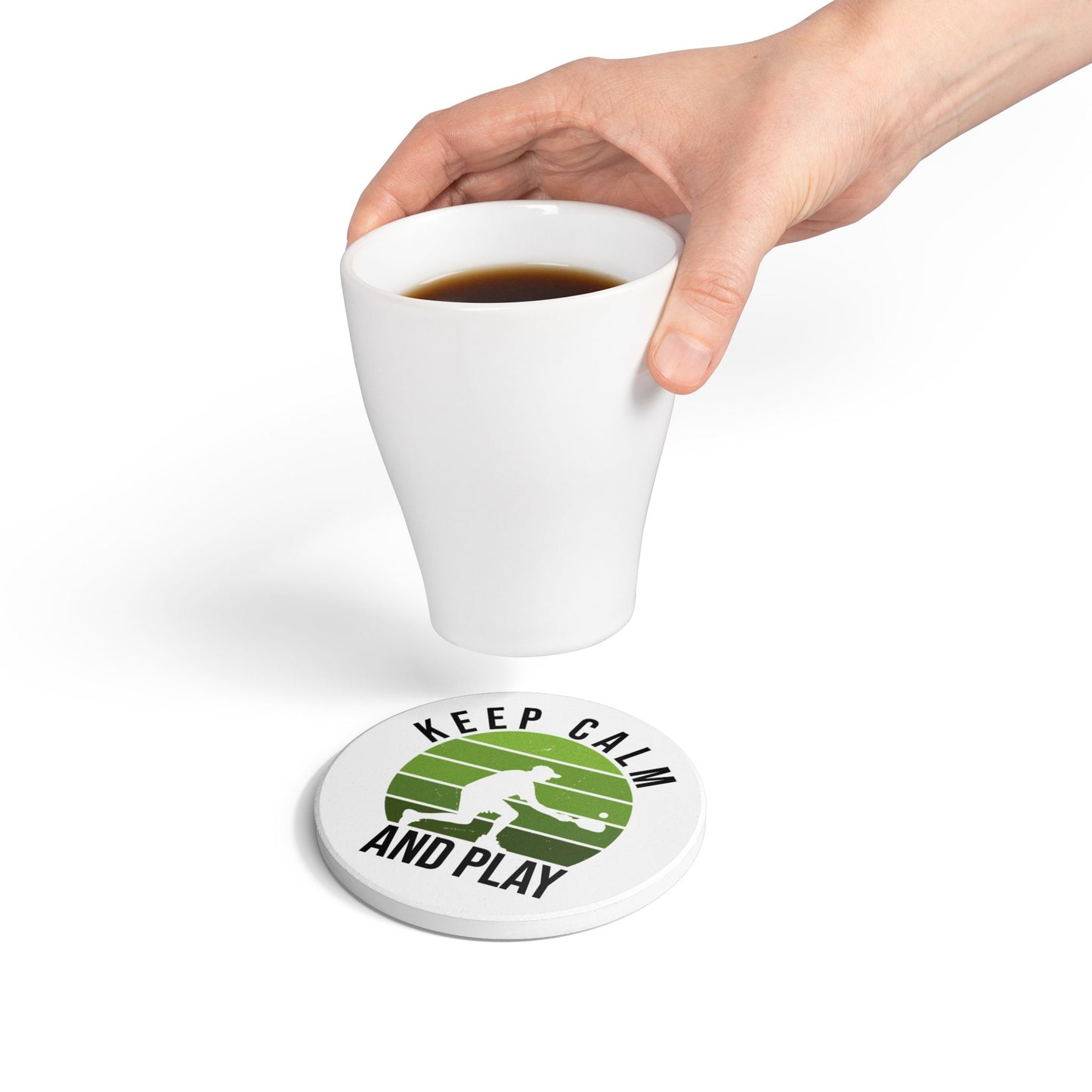 Pickleball Stylish Ceramic Coaster - Keep Calm and Play