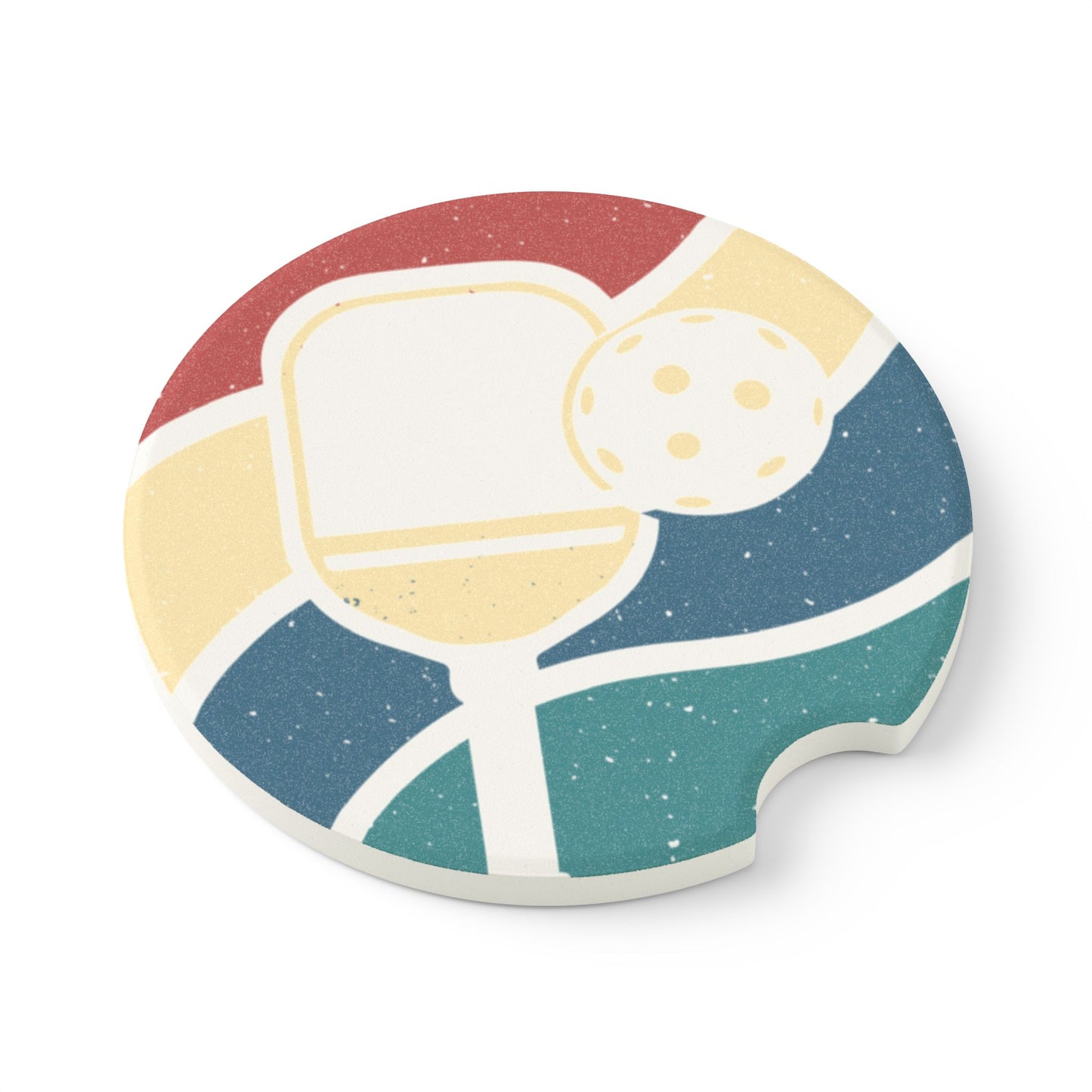 Pickleball Cool Car Coaster - Pickleball Logo Retro